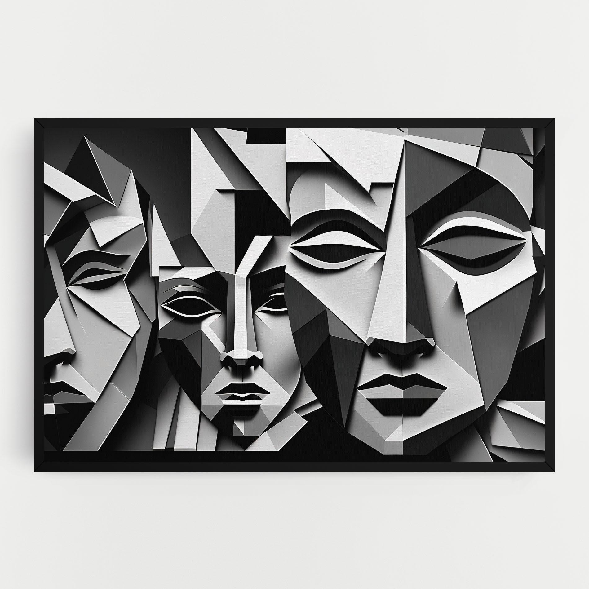Картина на платно Grey Faces Collage mockup 0