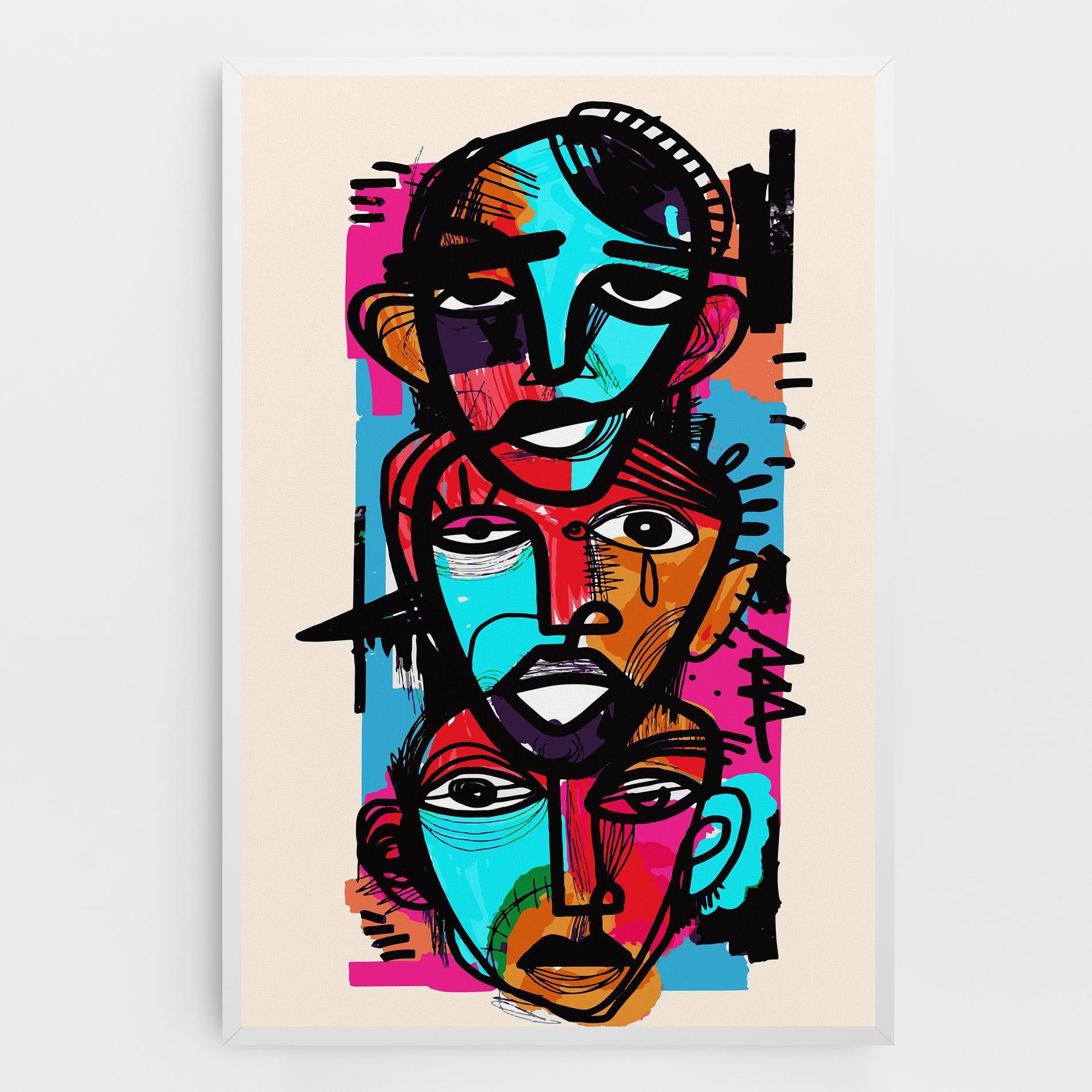 Картина на платно Blue Orange Faces mockup 0