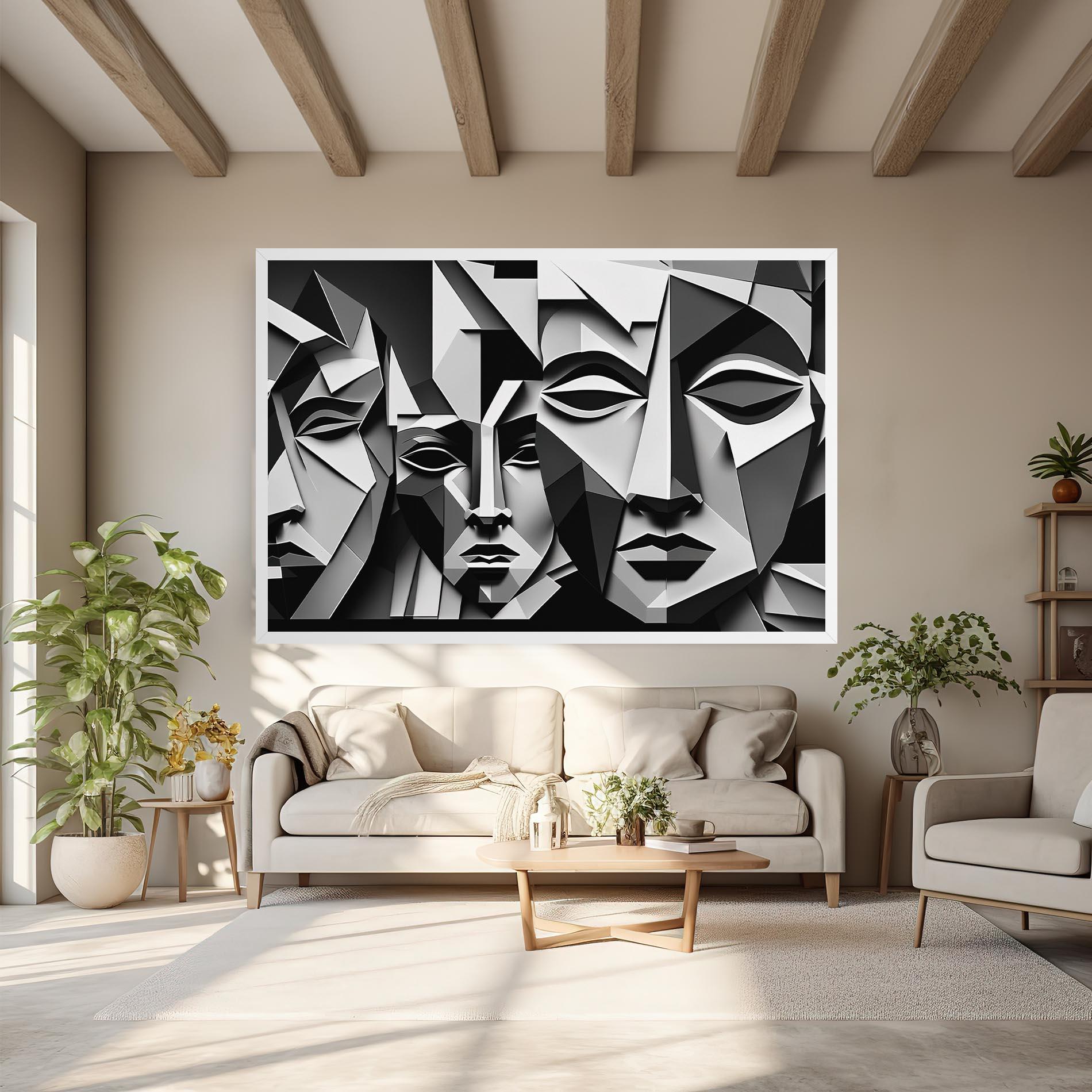 Картина на платно Grey Faces Collage mockup 6