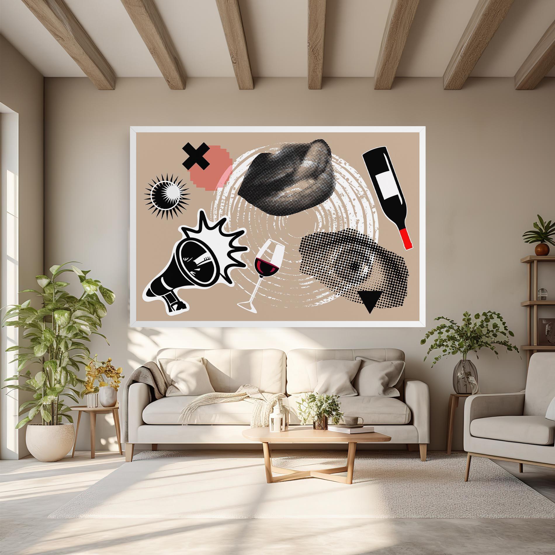 Картина на платно Lips Mouth Collage mockup 6