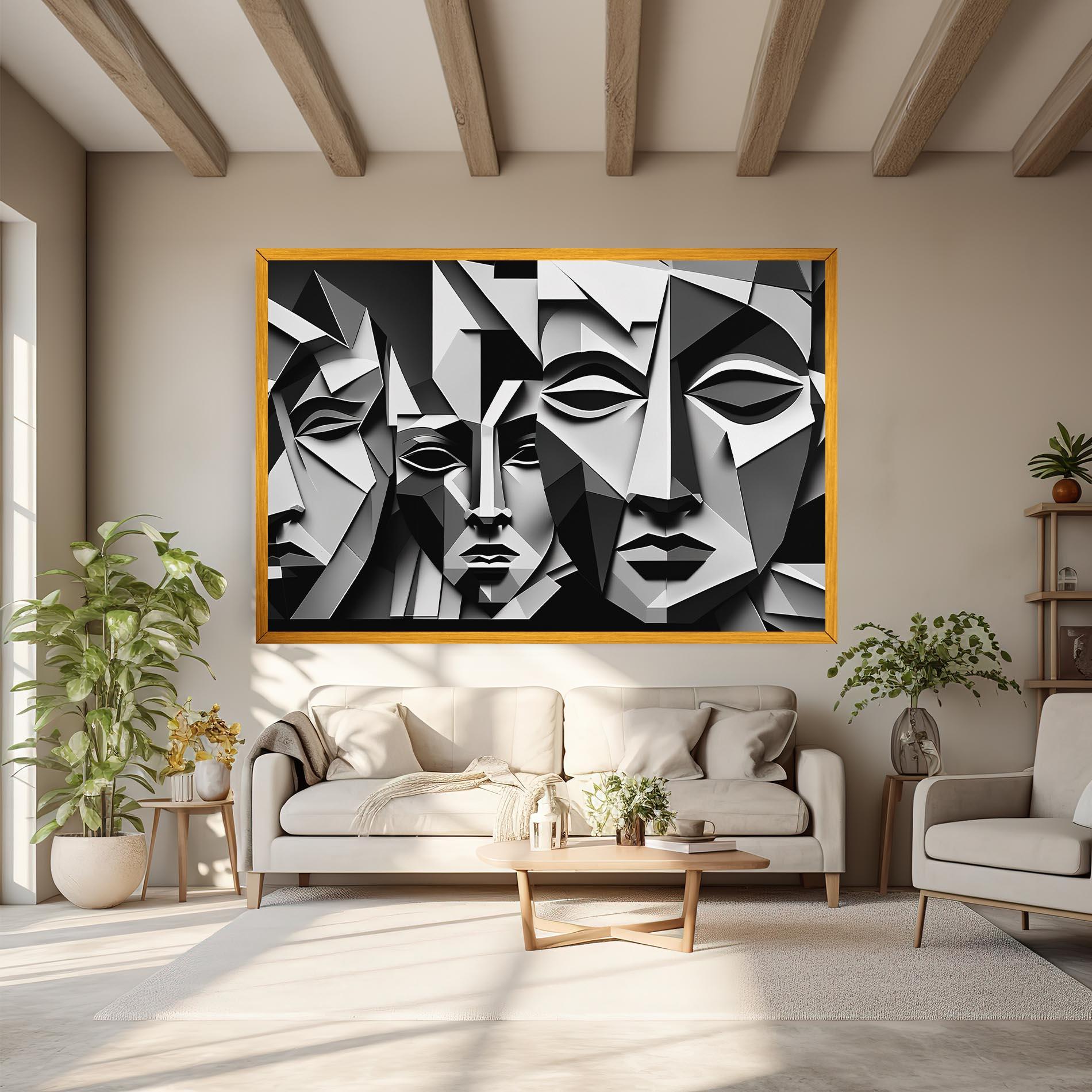 Картина на платно Grey Faces Collage mockup 6