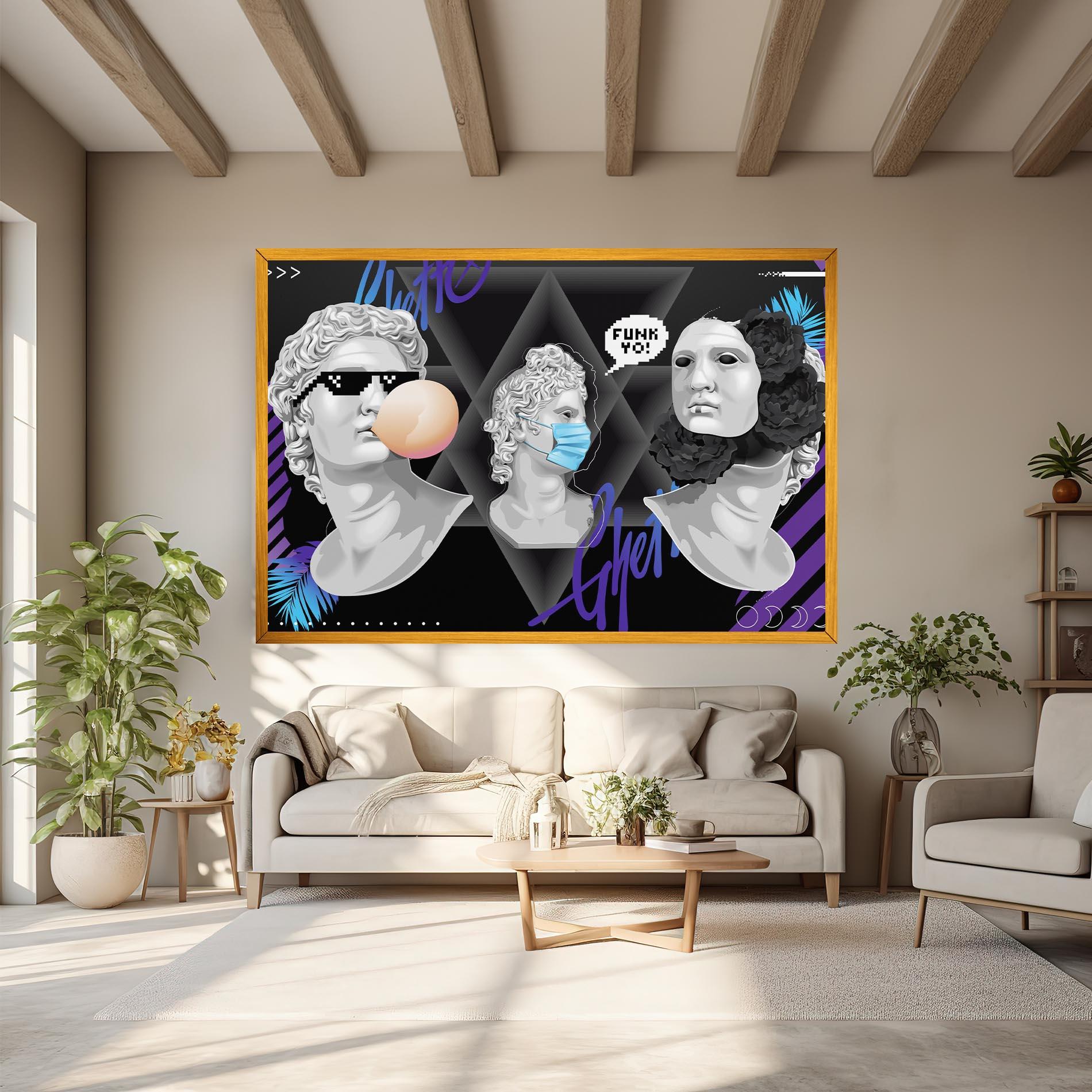 Картина на платно Statue Mask mockup 6