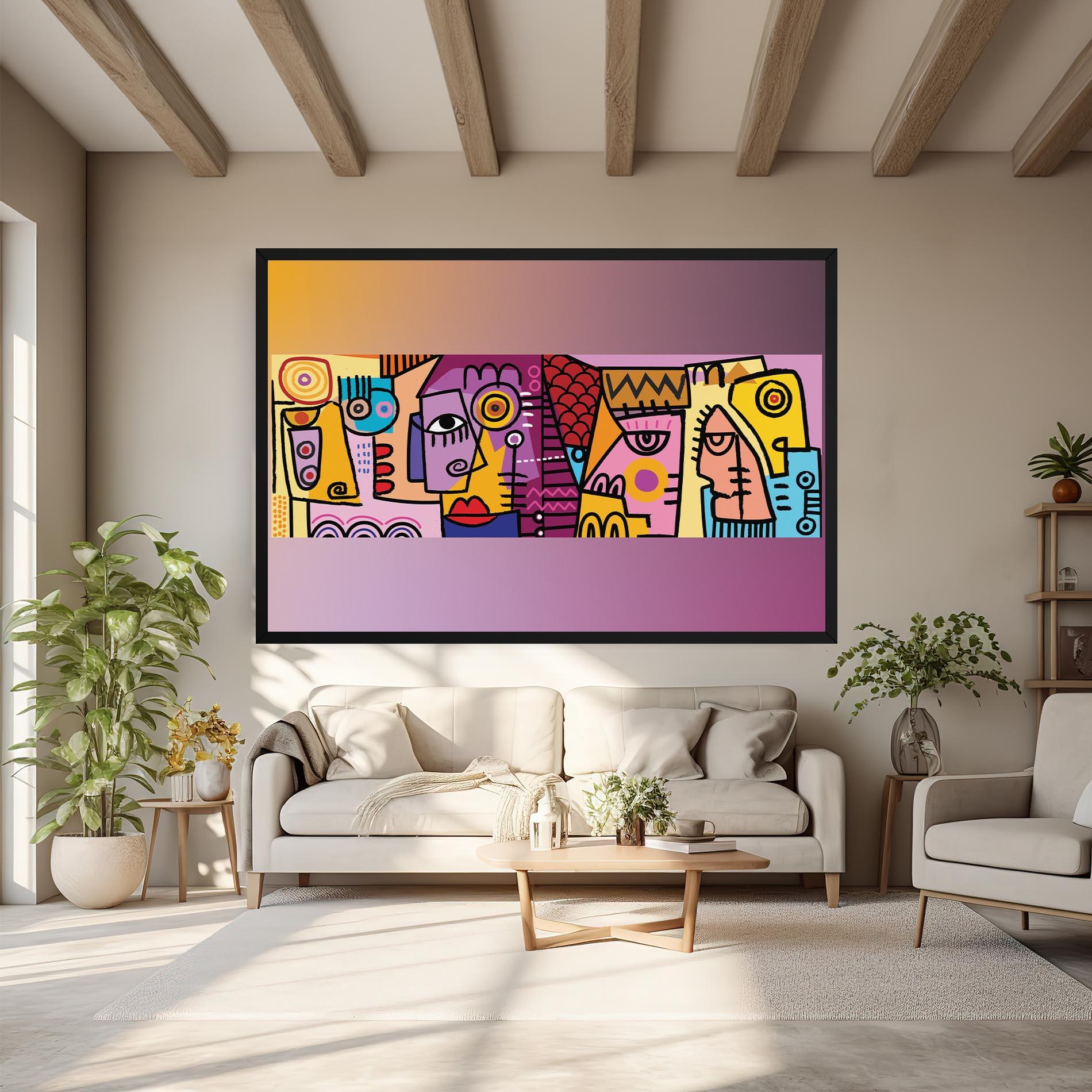 Картина на платно Face Group Purple mockup 6