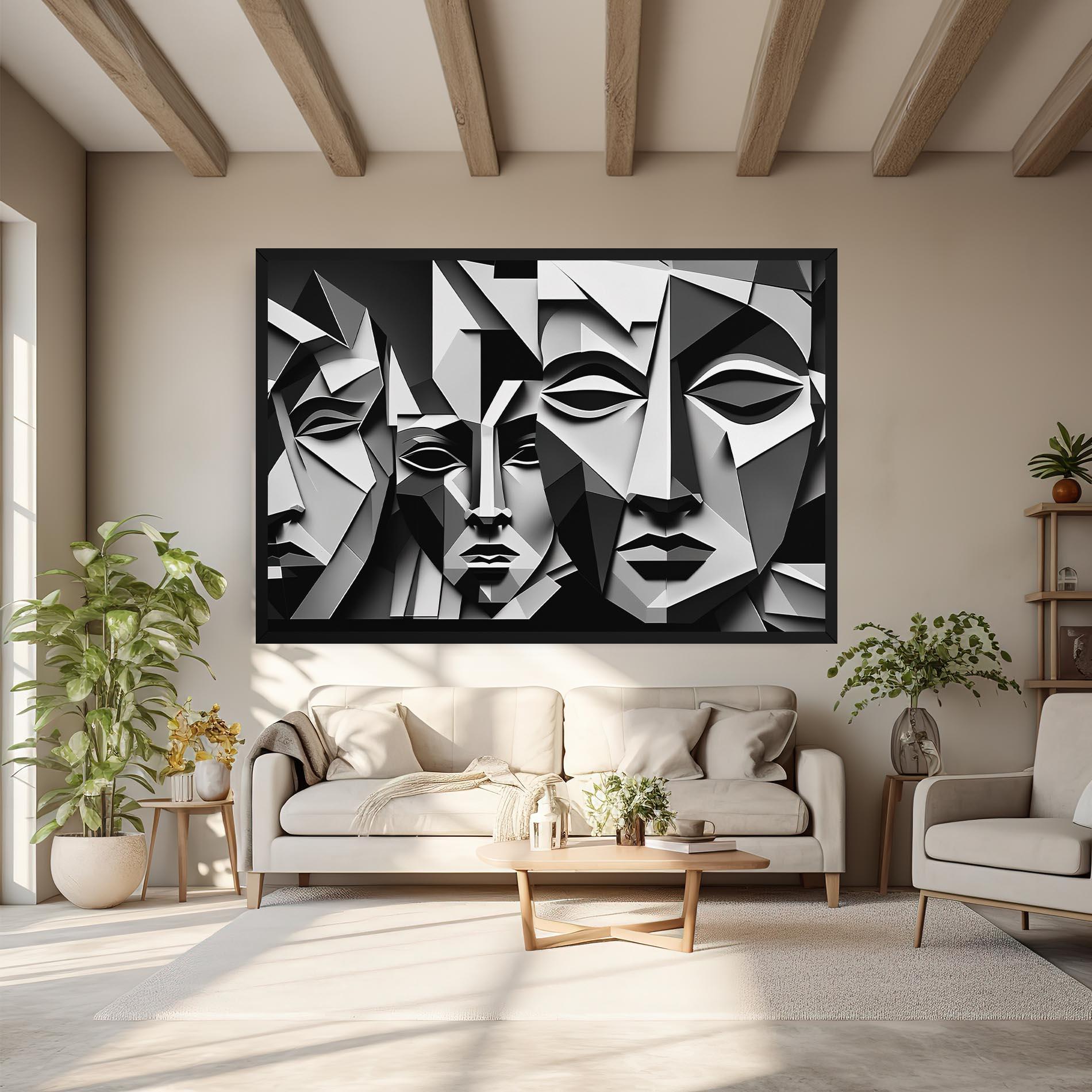 Картина на платно Grey Faces Collage mockup 6