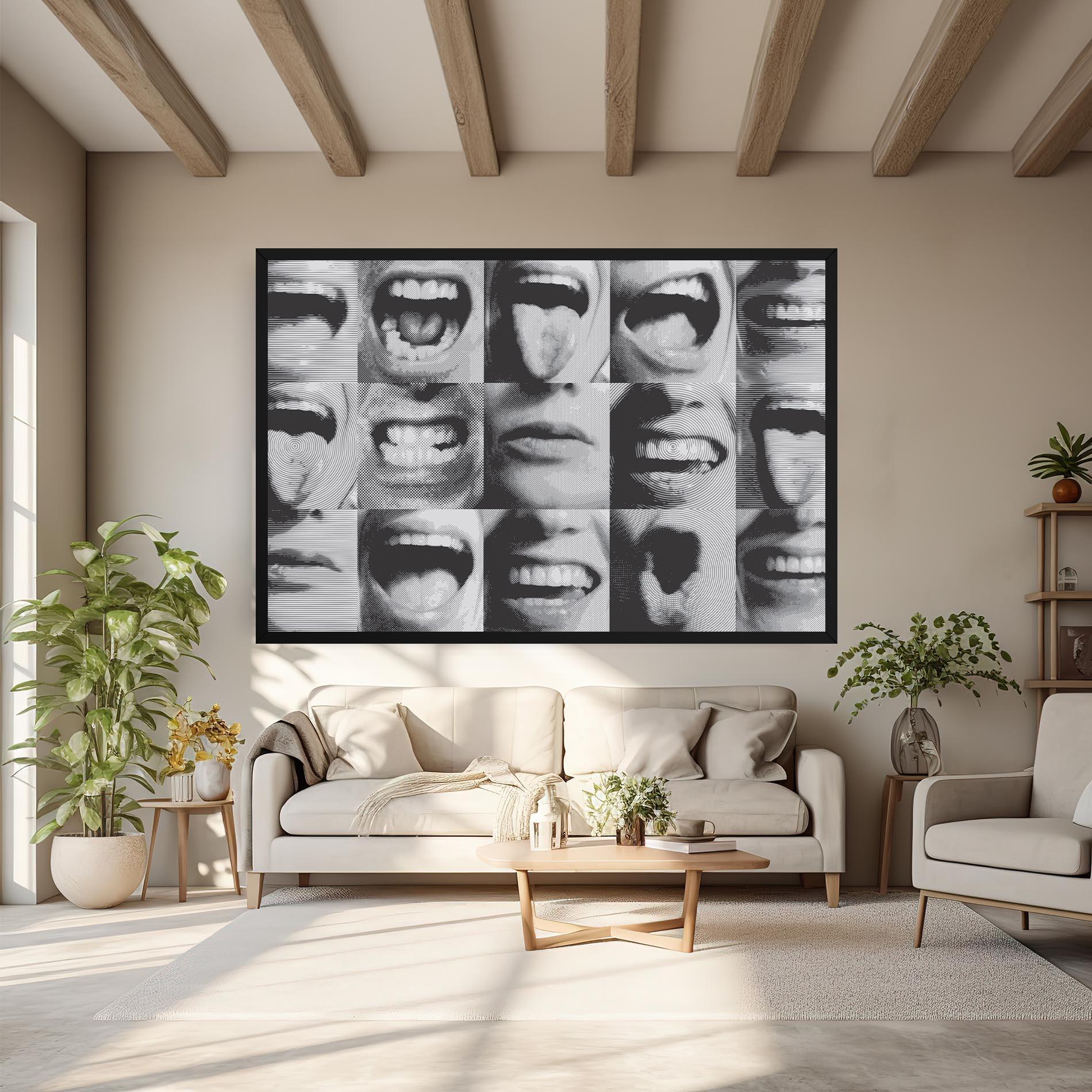 Картина на платно Grey Mouth Collage mockup 6