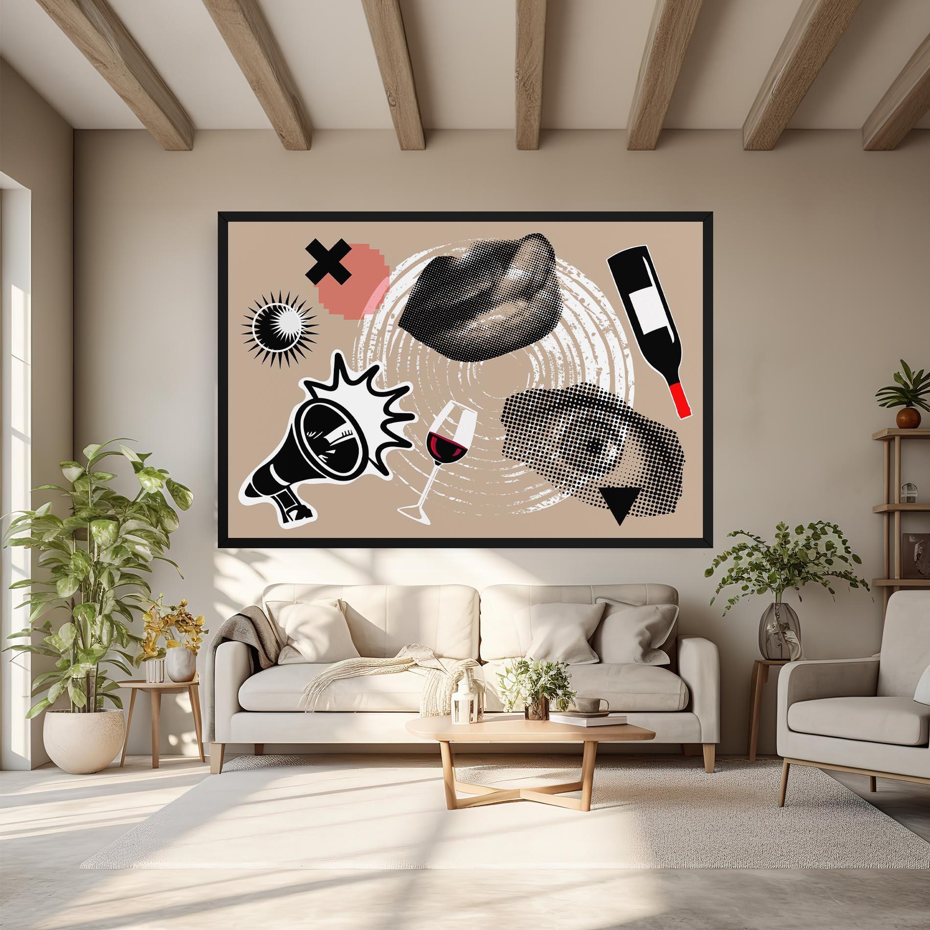 Картина на платно Lips Mouth Collage mockup 6