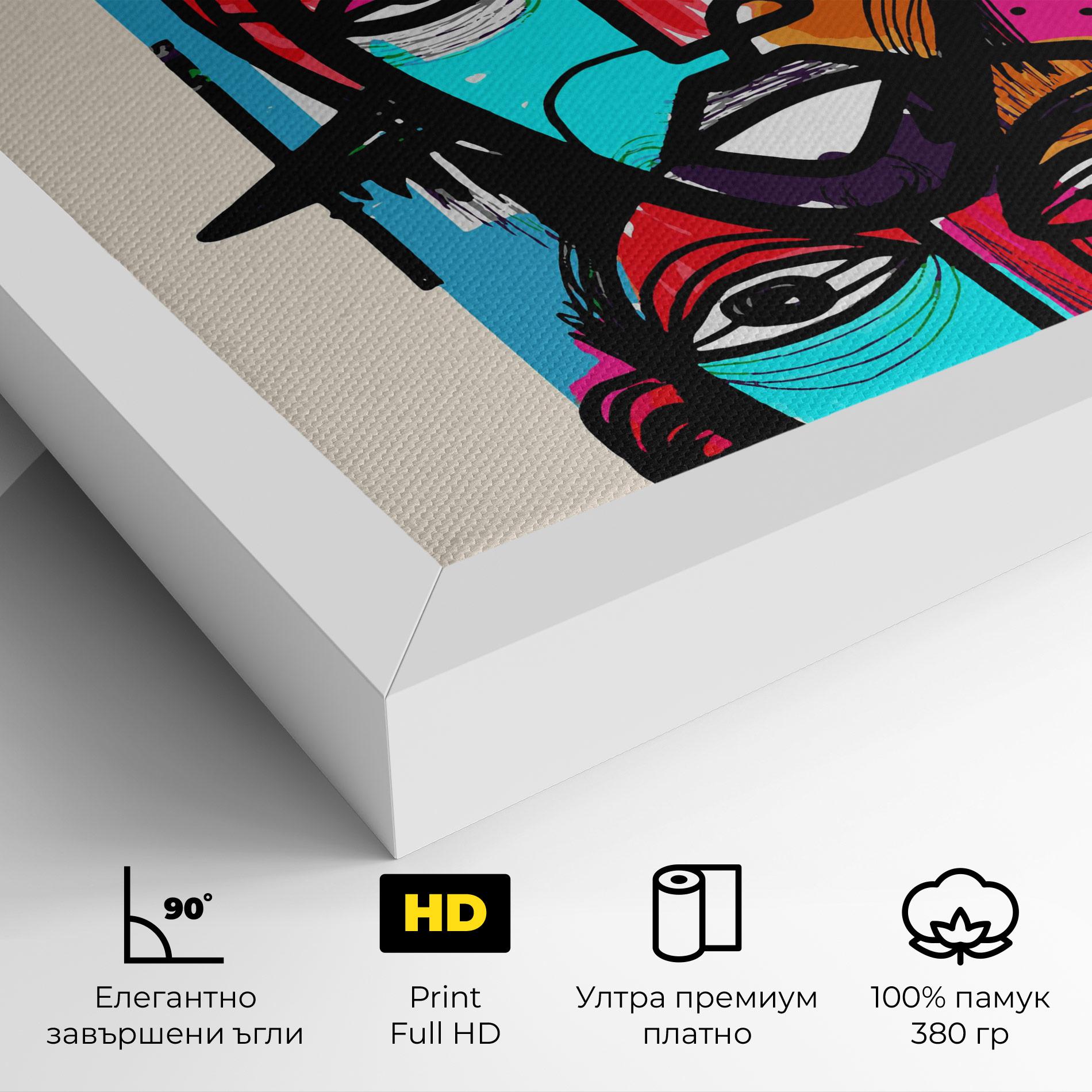 Картина на платно Blue Orange Faces mockup 4