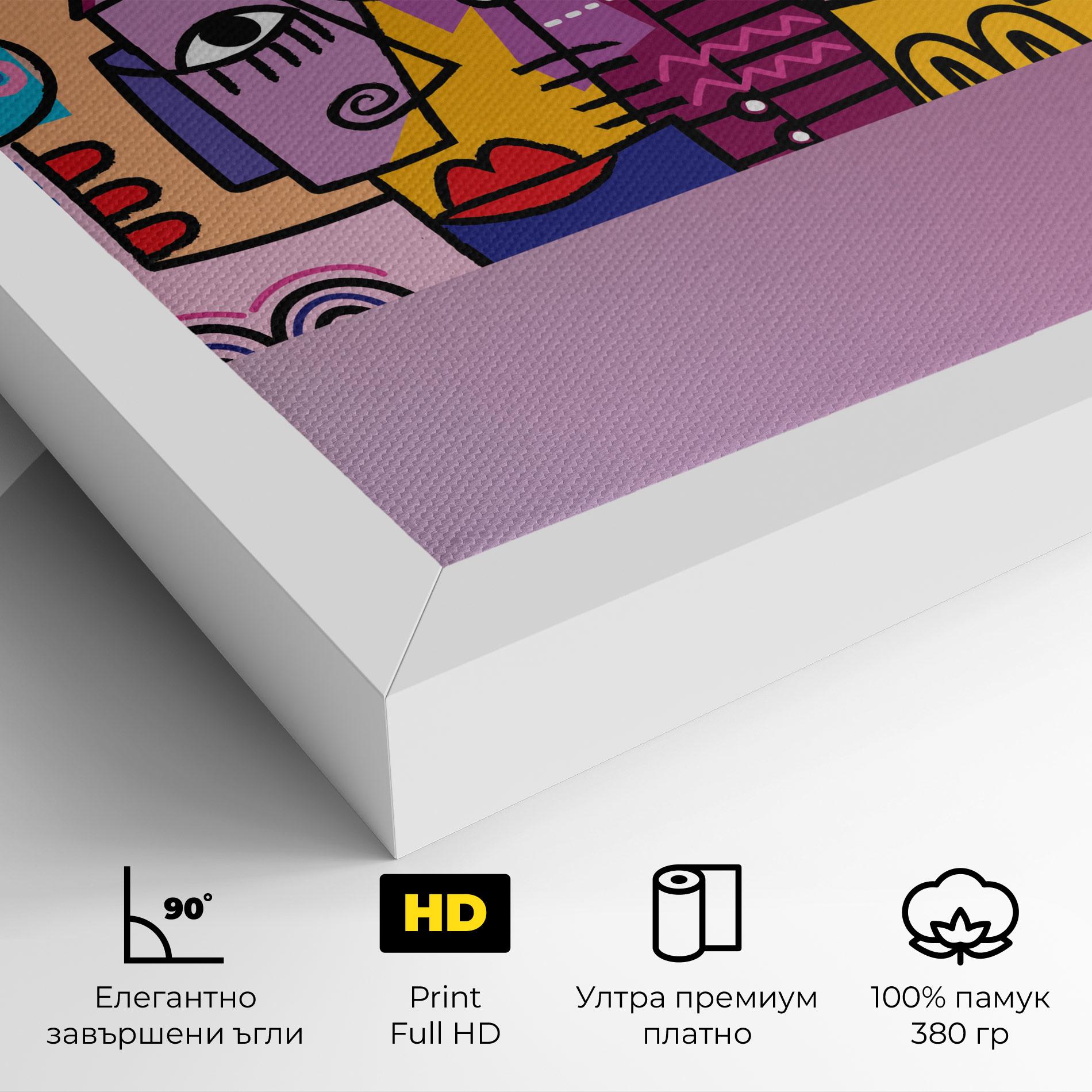 Картина на платно Face Group Purple mockup 4