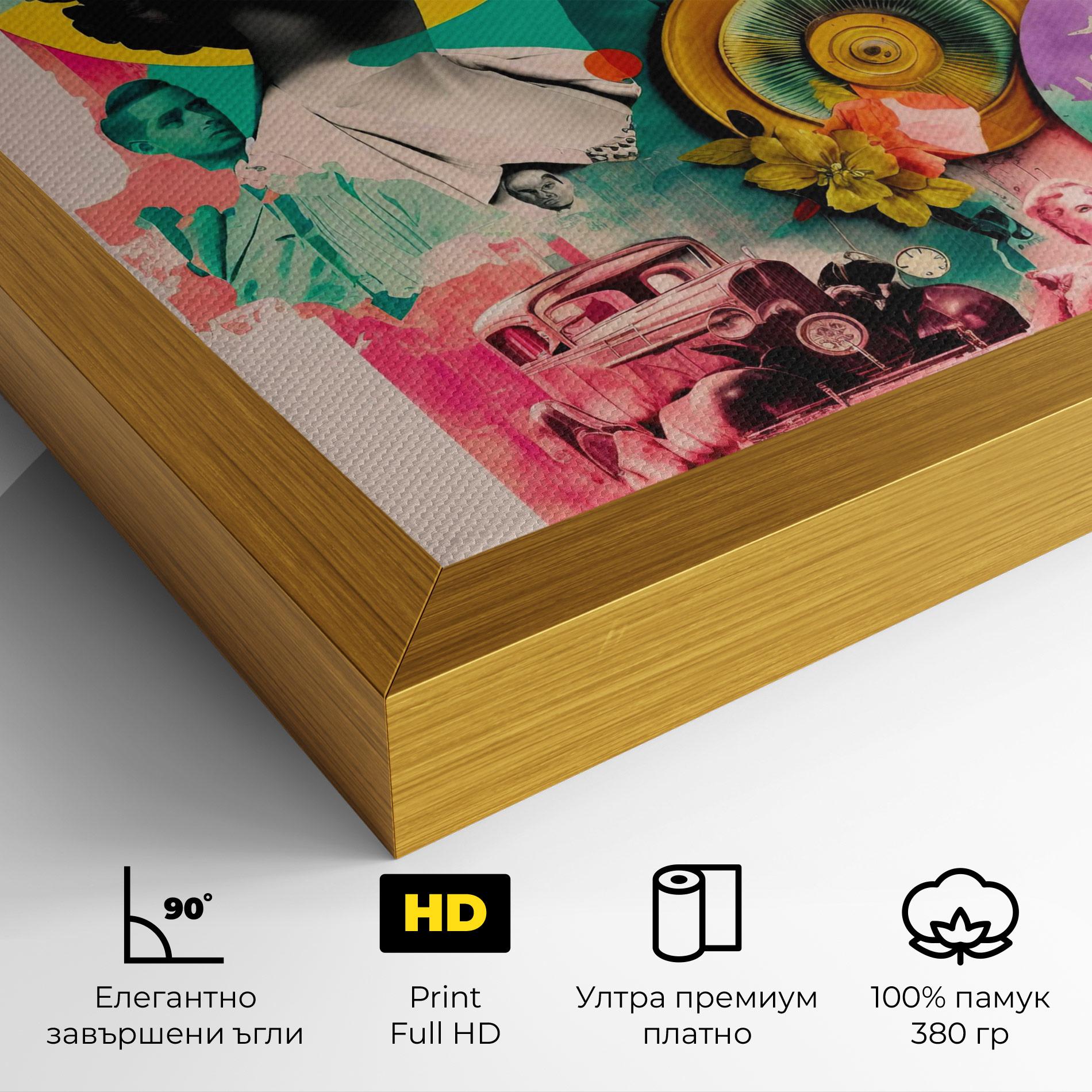 Картина на платно 60s Retro Collage mockup 4