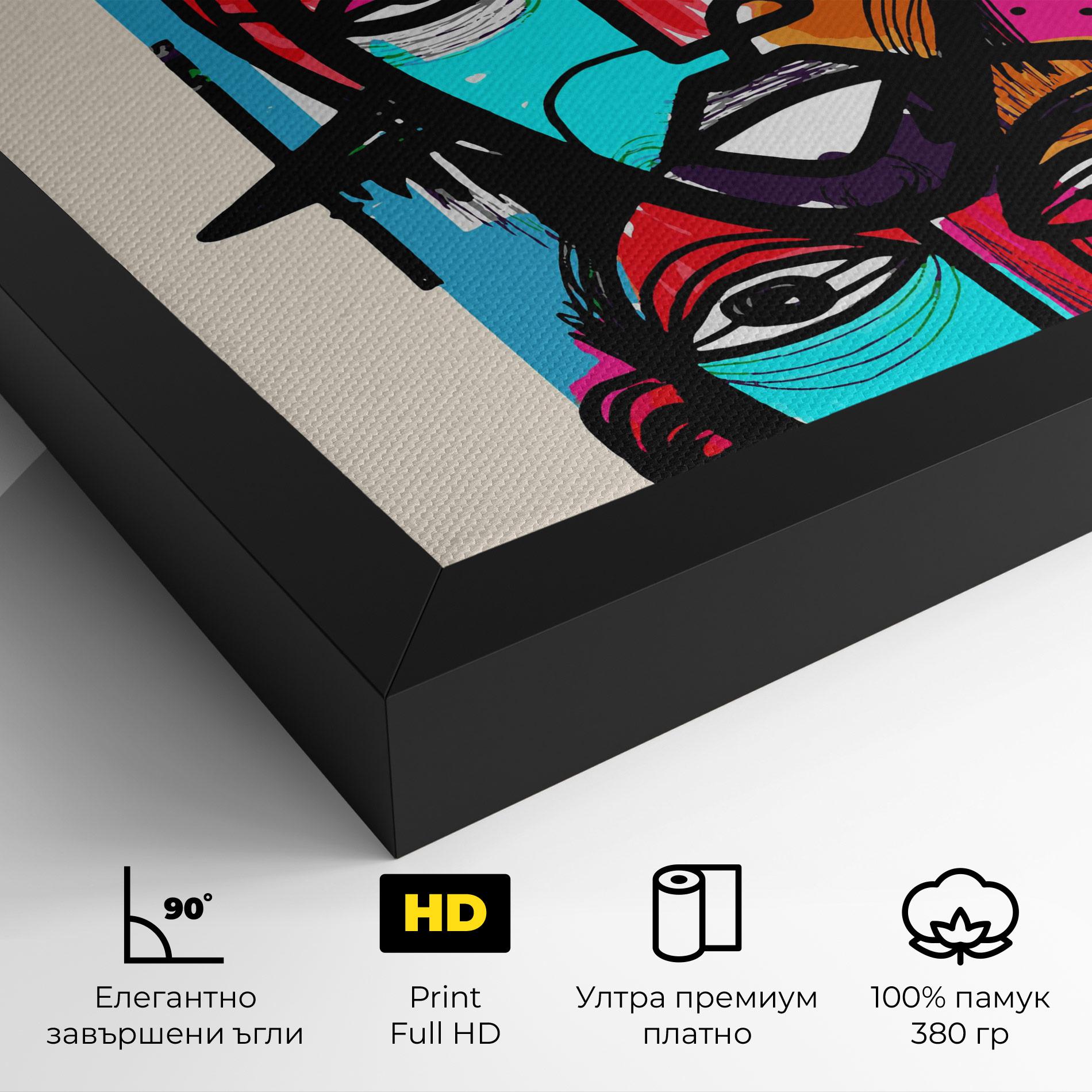 Картина на платно Blue Orange Faces mockup 4