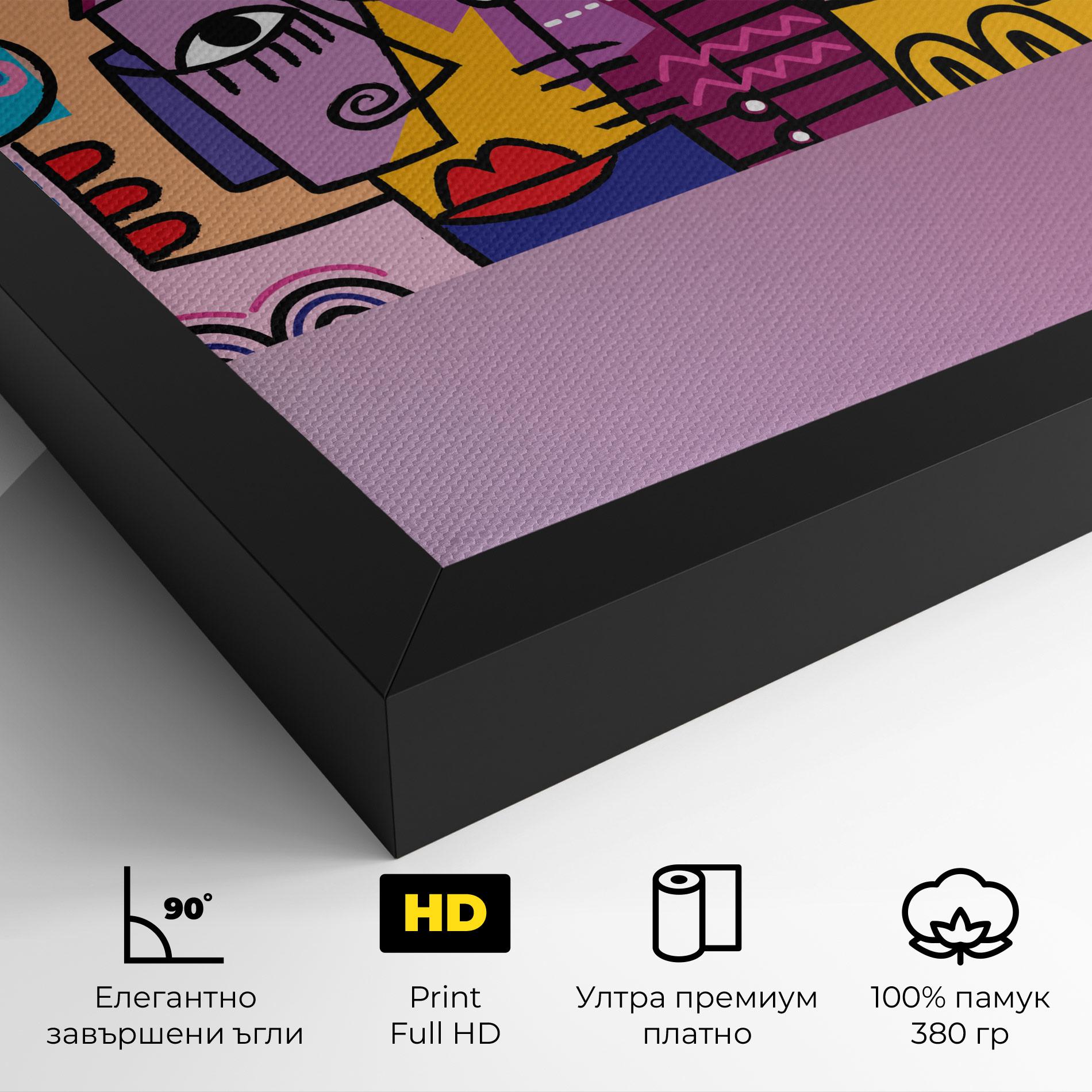 Картина на платно Face Group Purple mockup 4