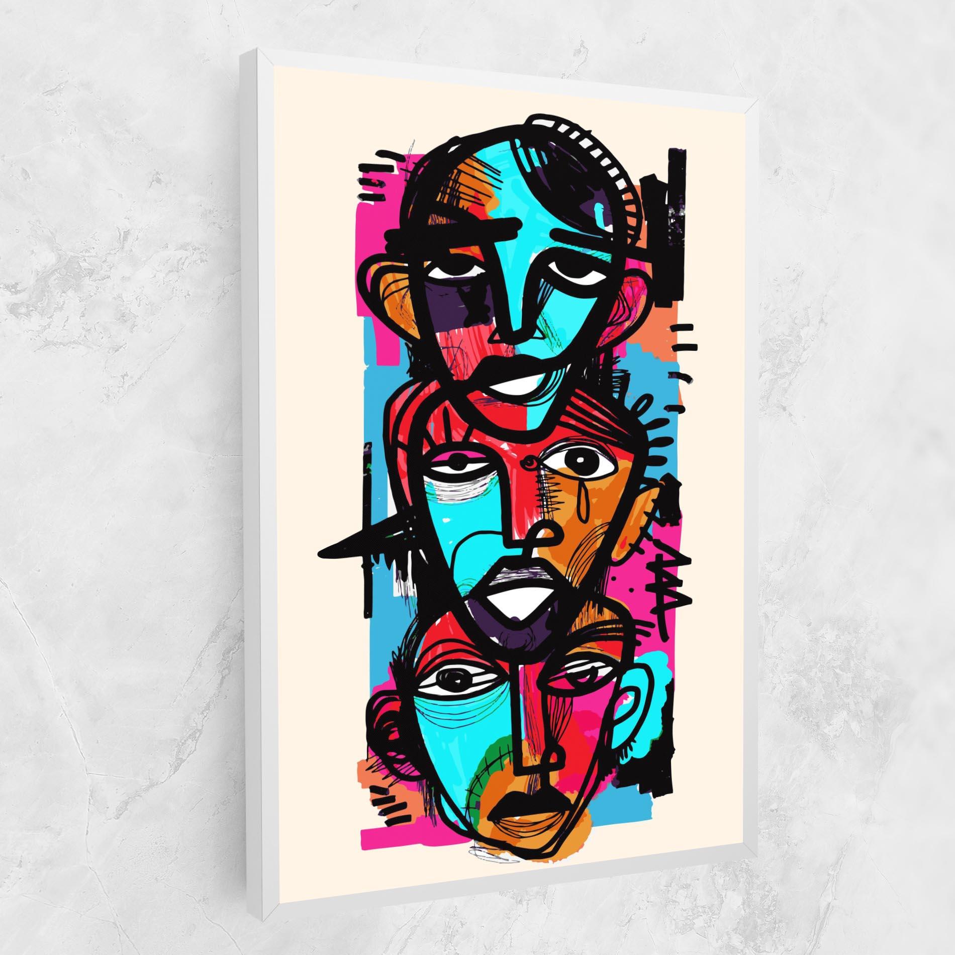 Картина на платно Blue Orange Faces mockup 1