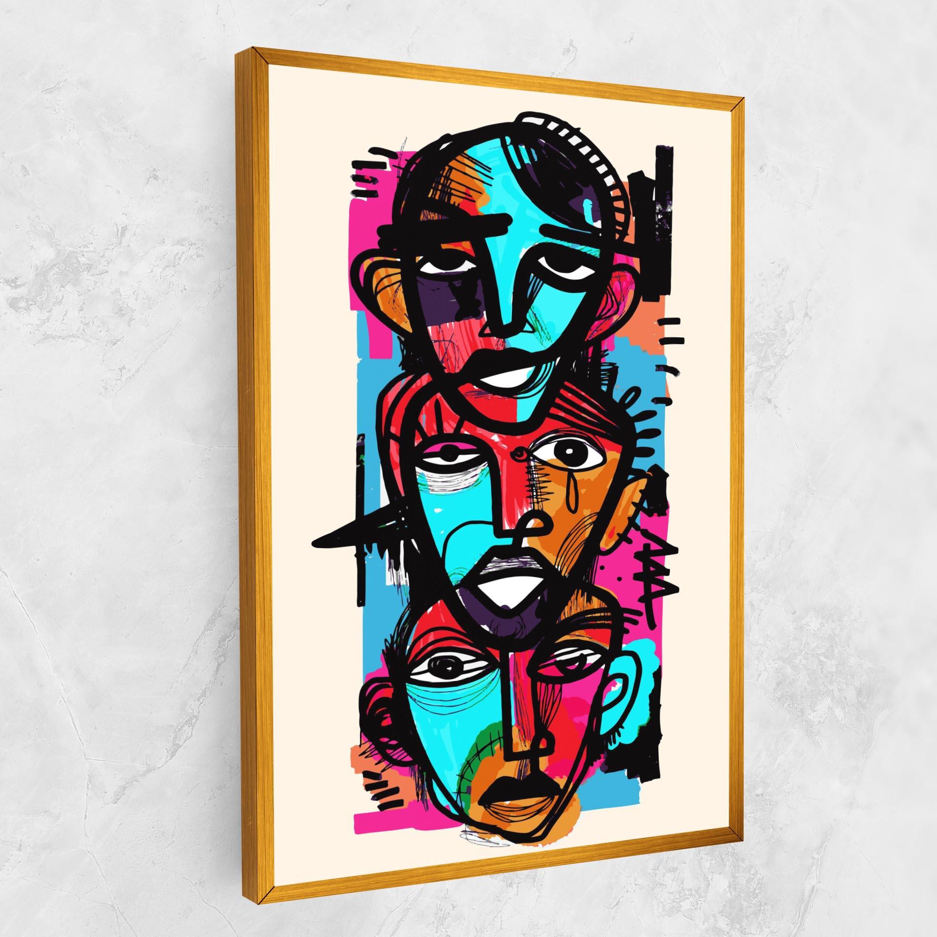 Картина на платно Blue Orange Faces mockup 1