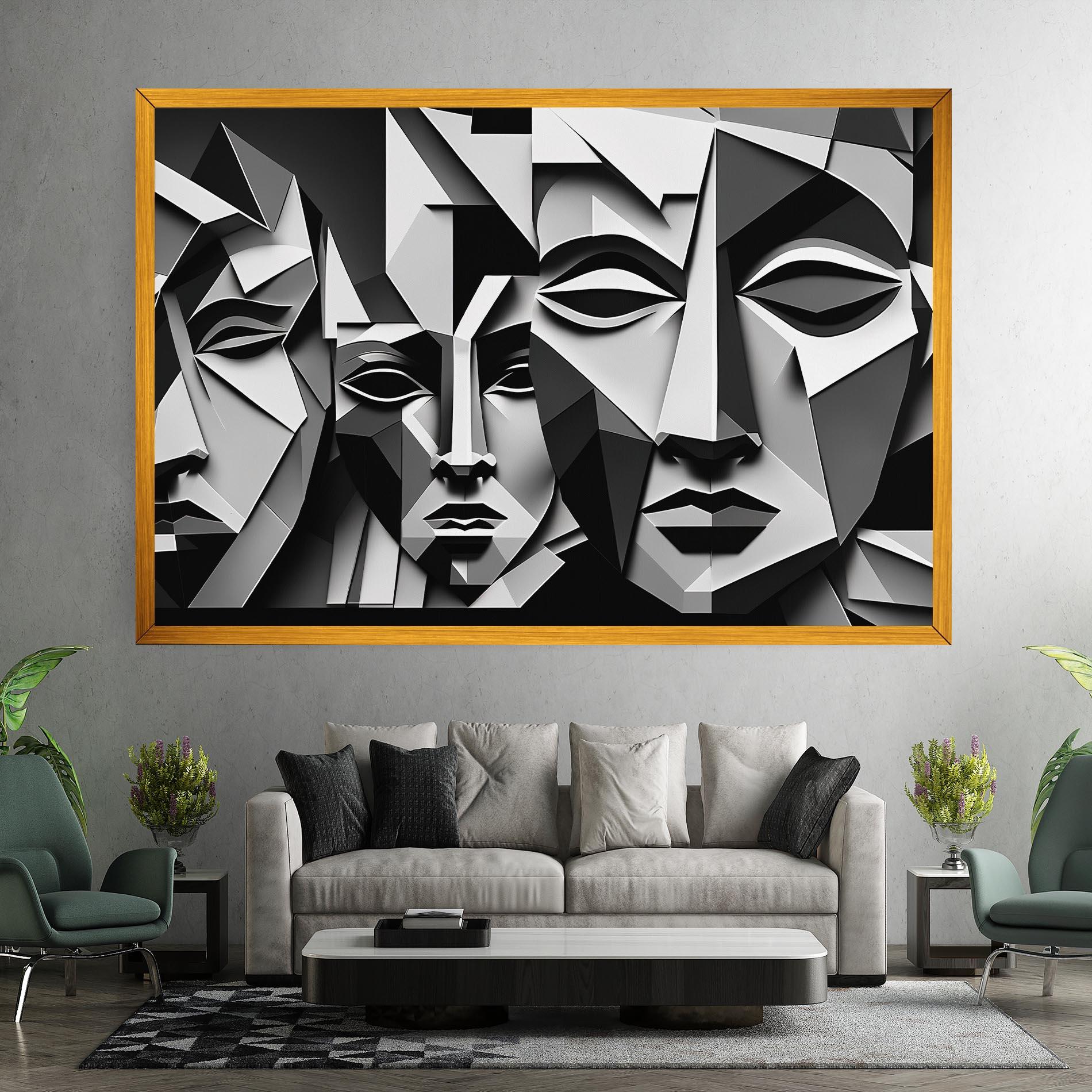 Картина на платно Grey Faces Collage mockup 7