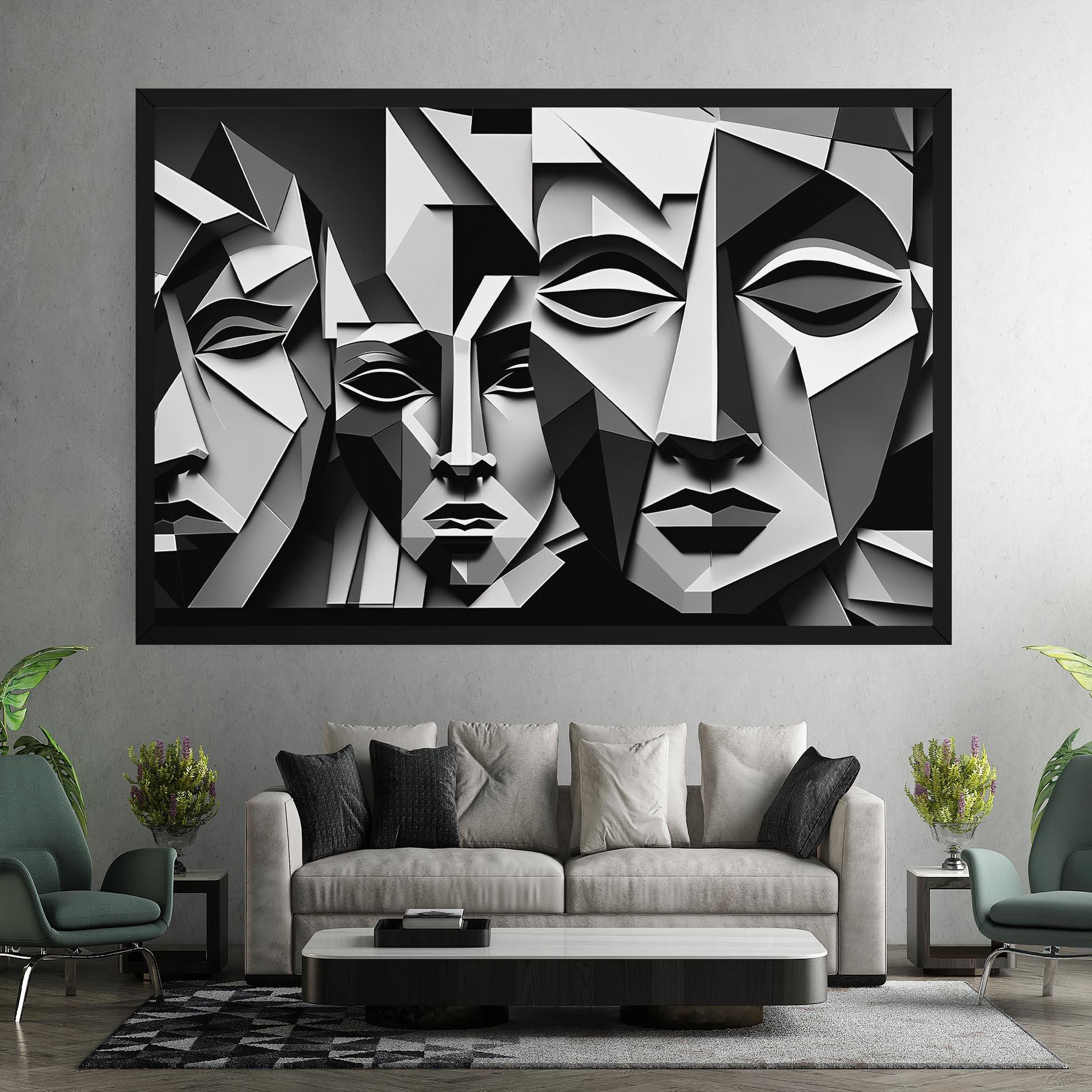 Картина на платно Grey Faces Collage mockup 7