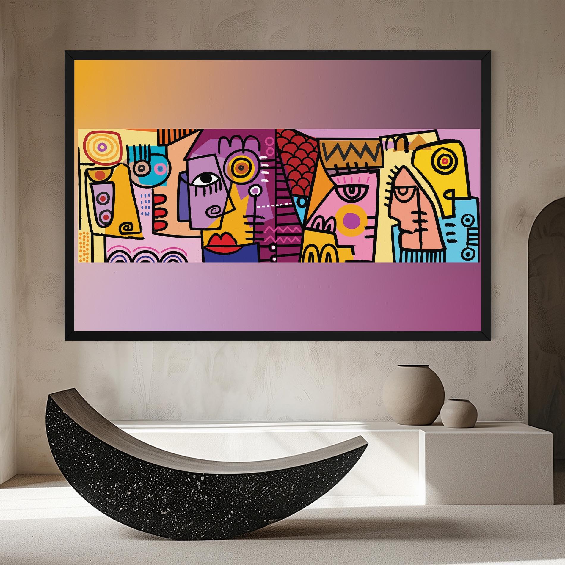 Картина на платно Face Group Purple mockup 8