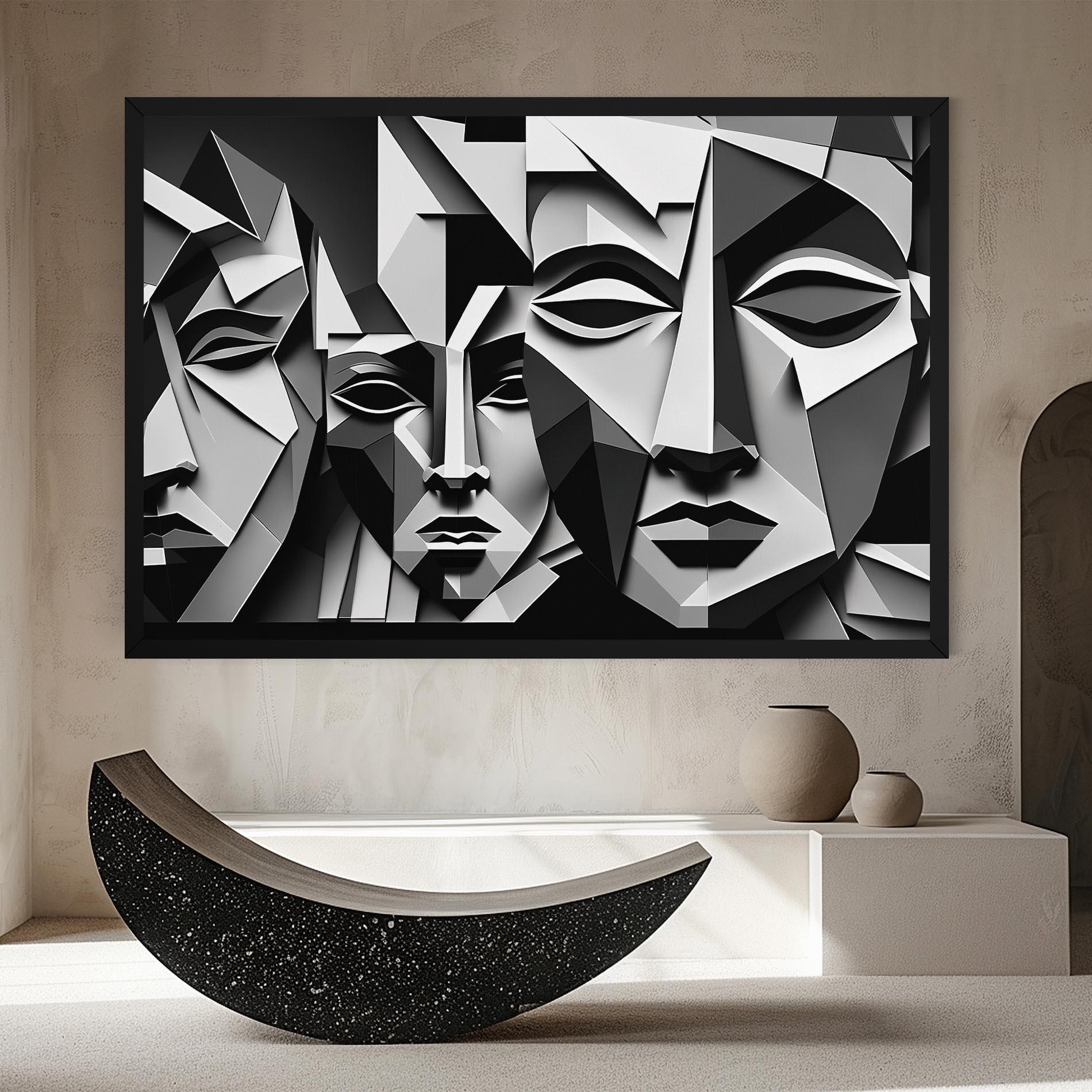 Картина на платно Grey Faces Collage mockup 8