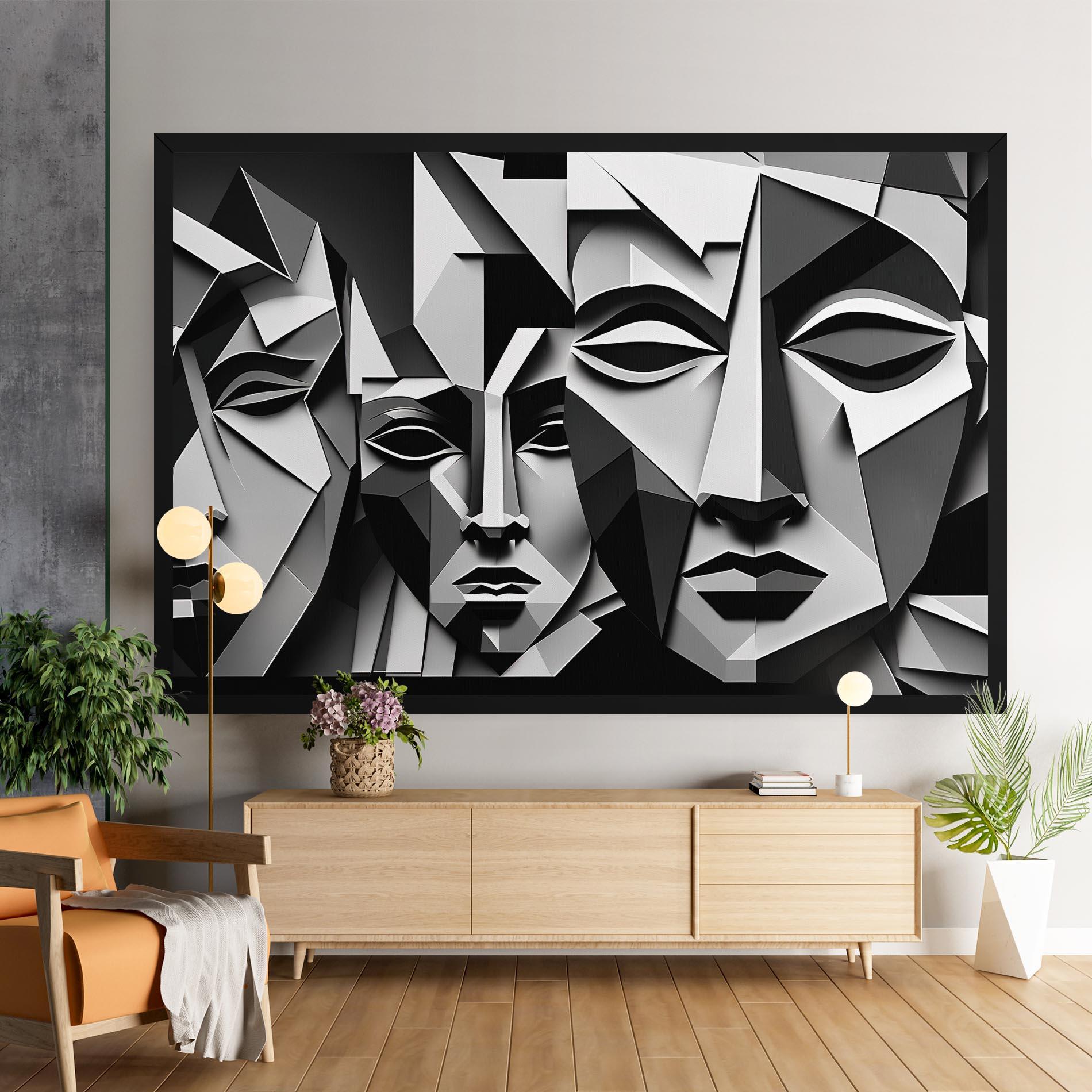 Картина на платно Grey Faces Collage mockup 9