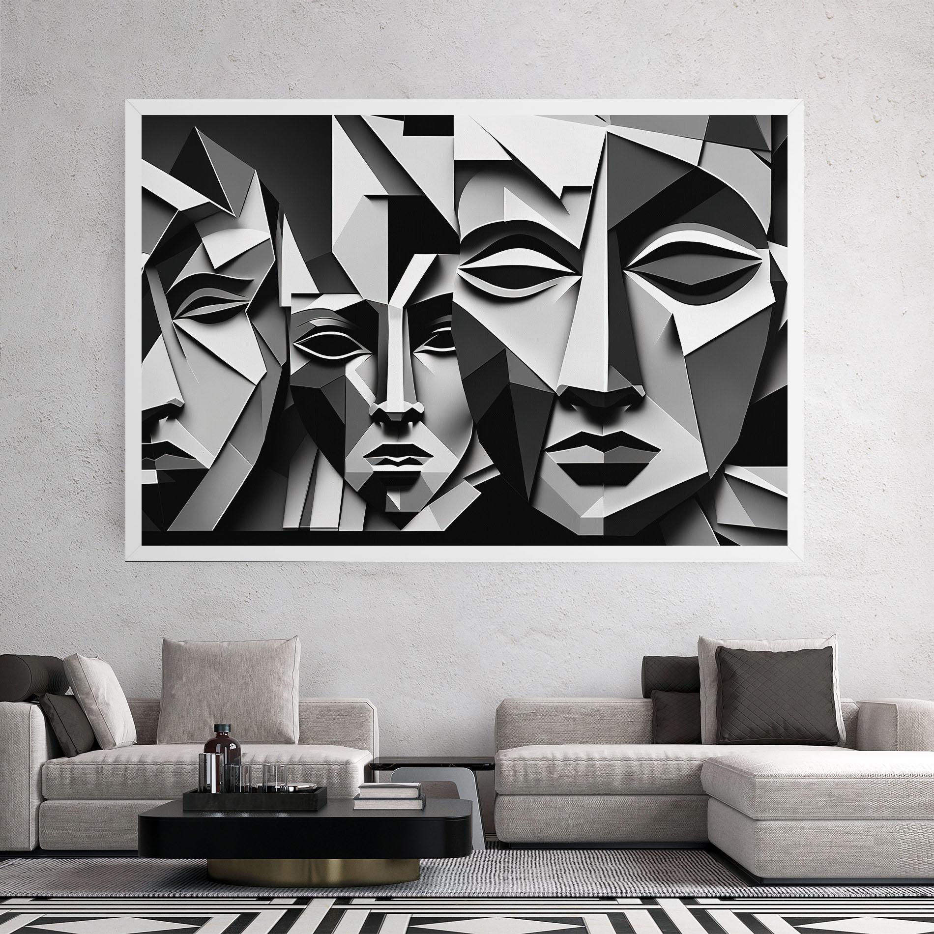 Картина на платно Grey Faces Collage mockup 2