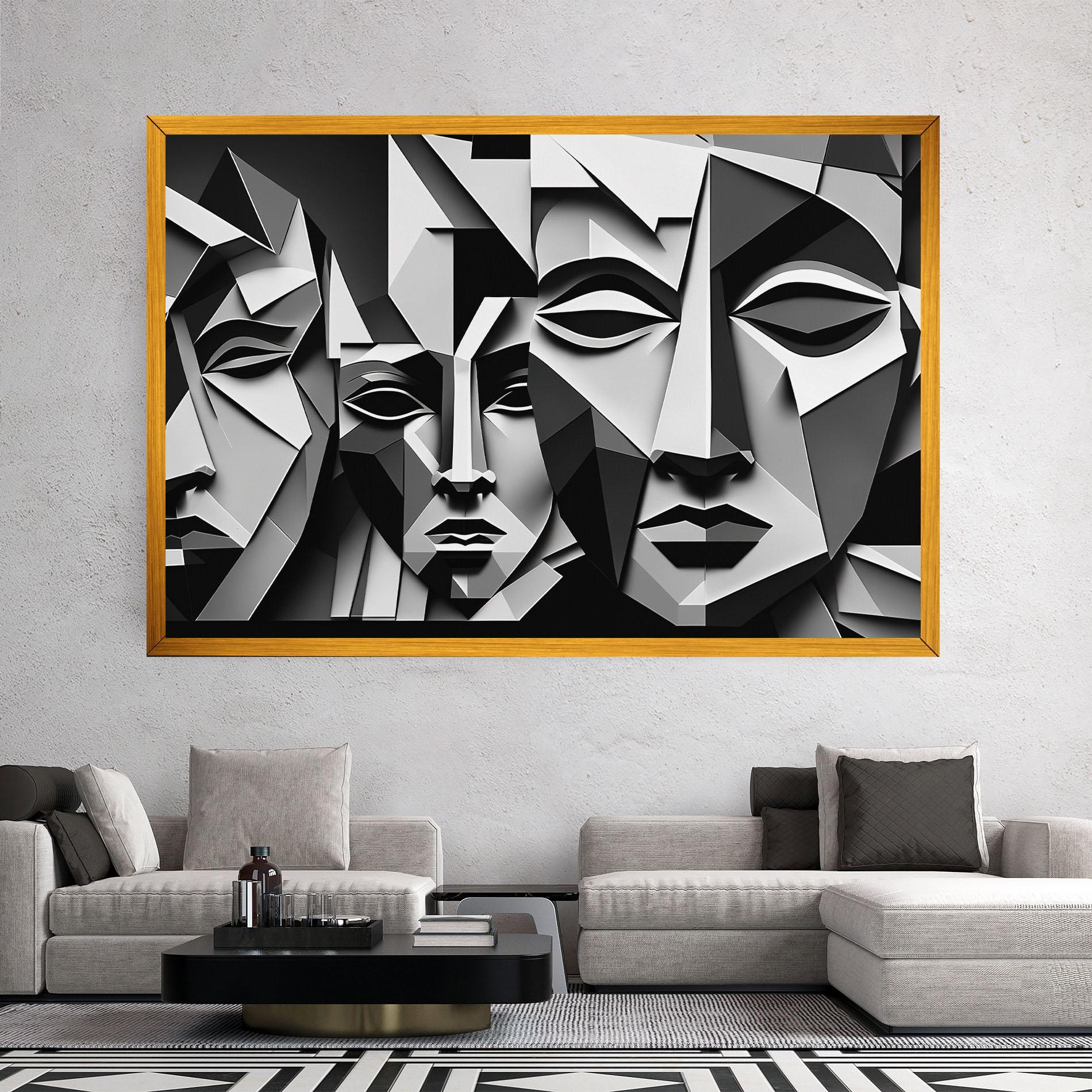 Картина на платно Grey Faces Collage mockup 2