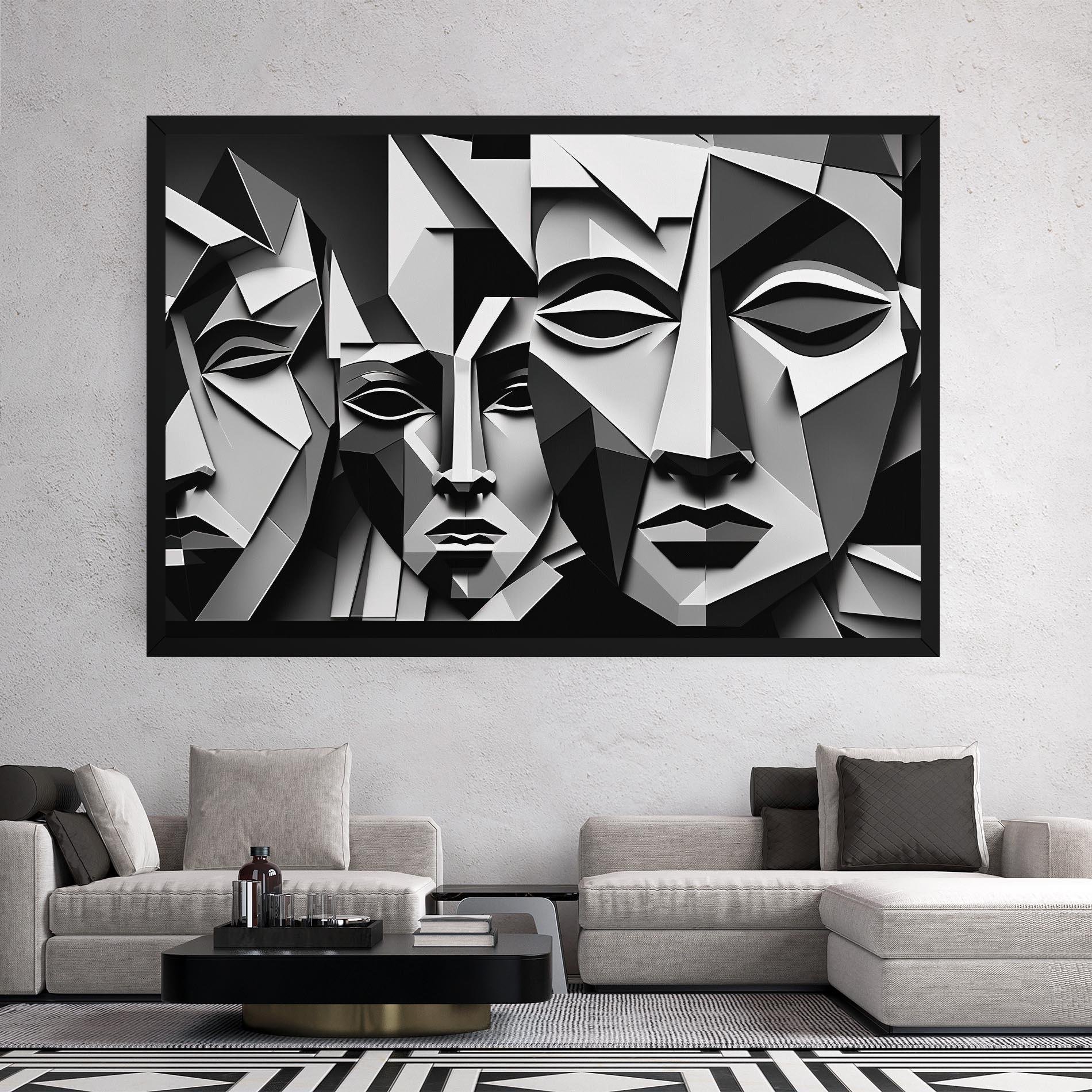 Картина на платно Grey Faces Collage mockup 2