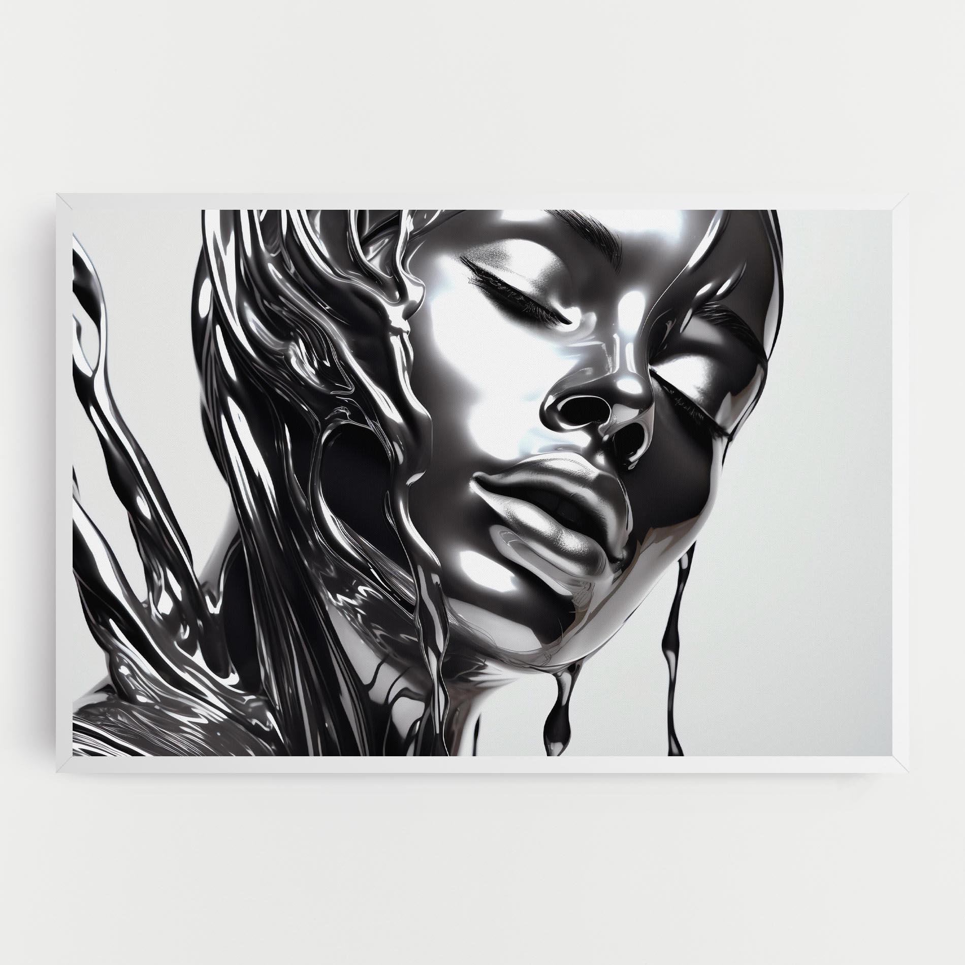 Картина на платно Silver Liquid Woman mockup 0