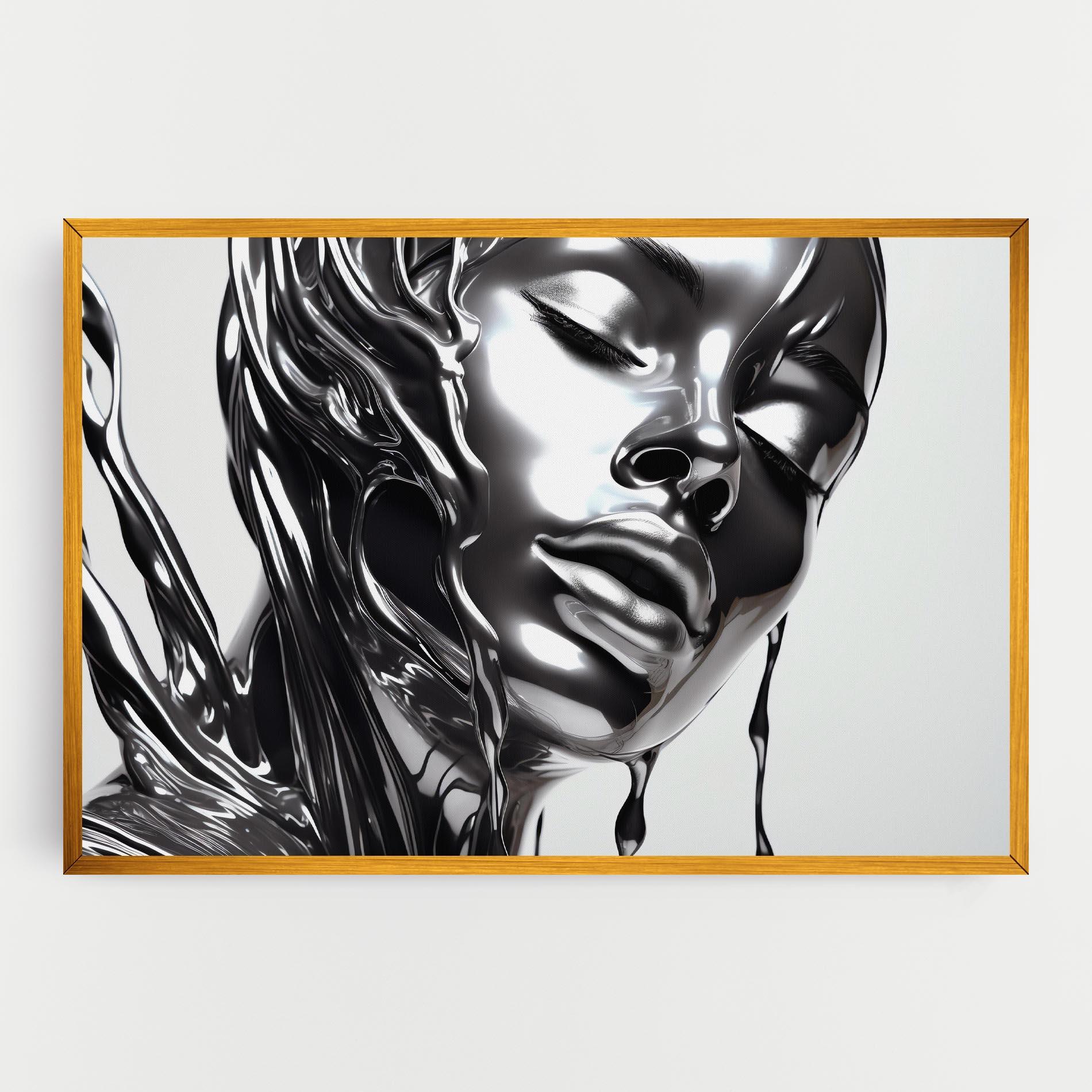 Картина на платно Silver Liquid Woman mockup 0