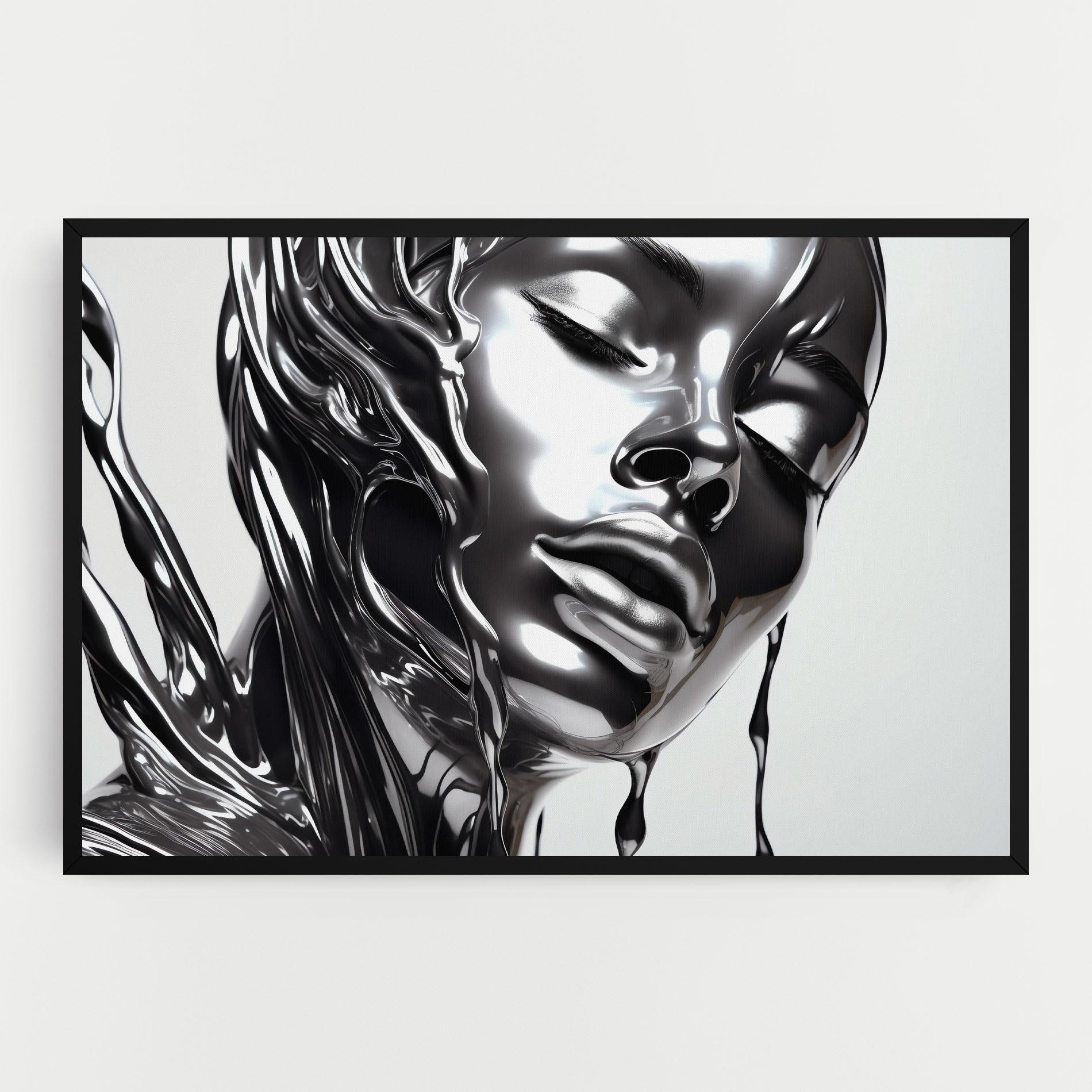 Картина на платно Silver Liquid Woman mockup 0