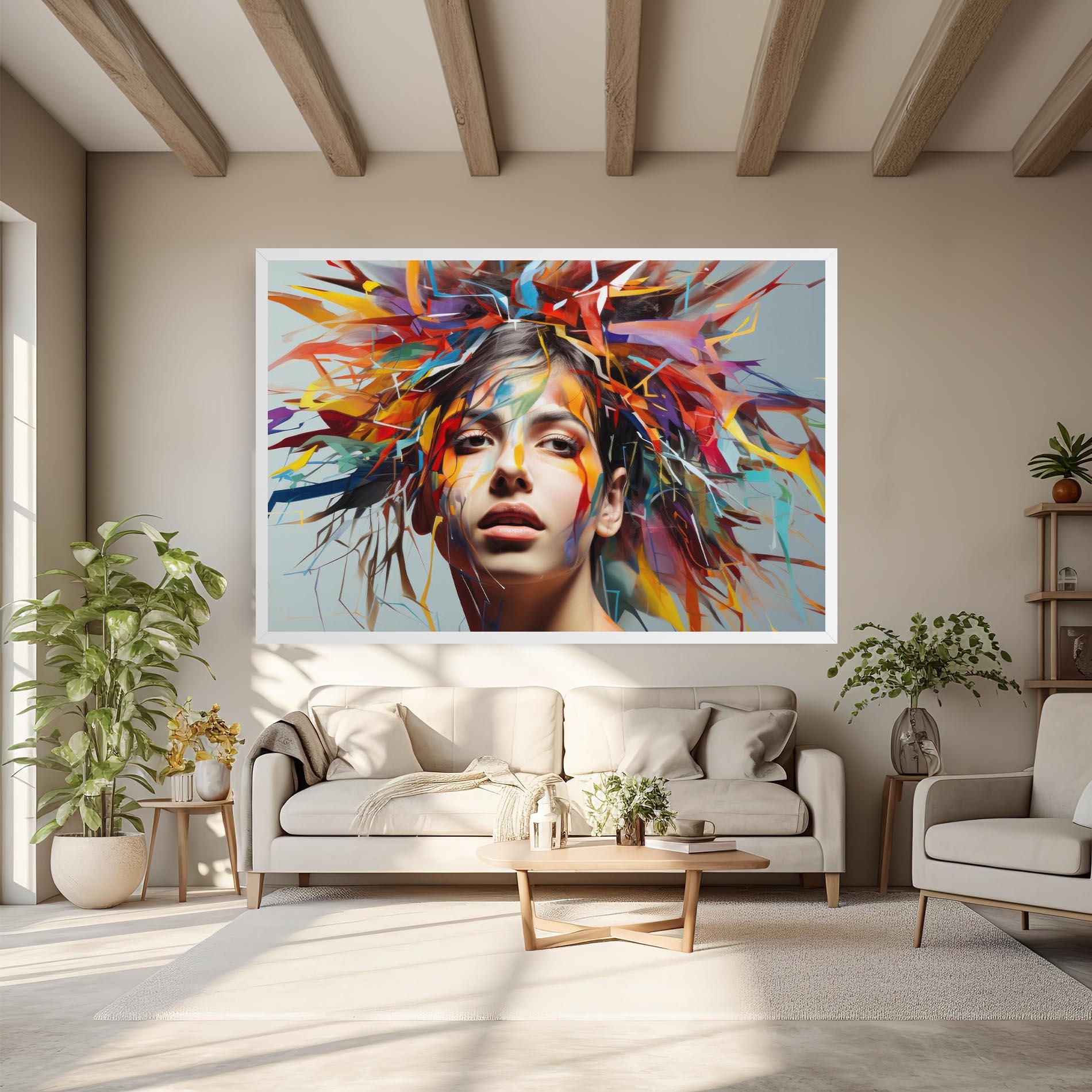 Картина на платно Colorful Paint Hair mockup 6