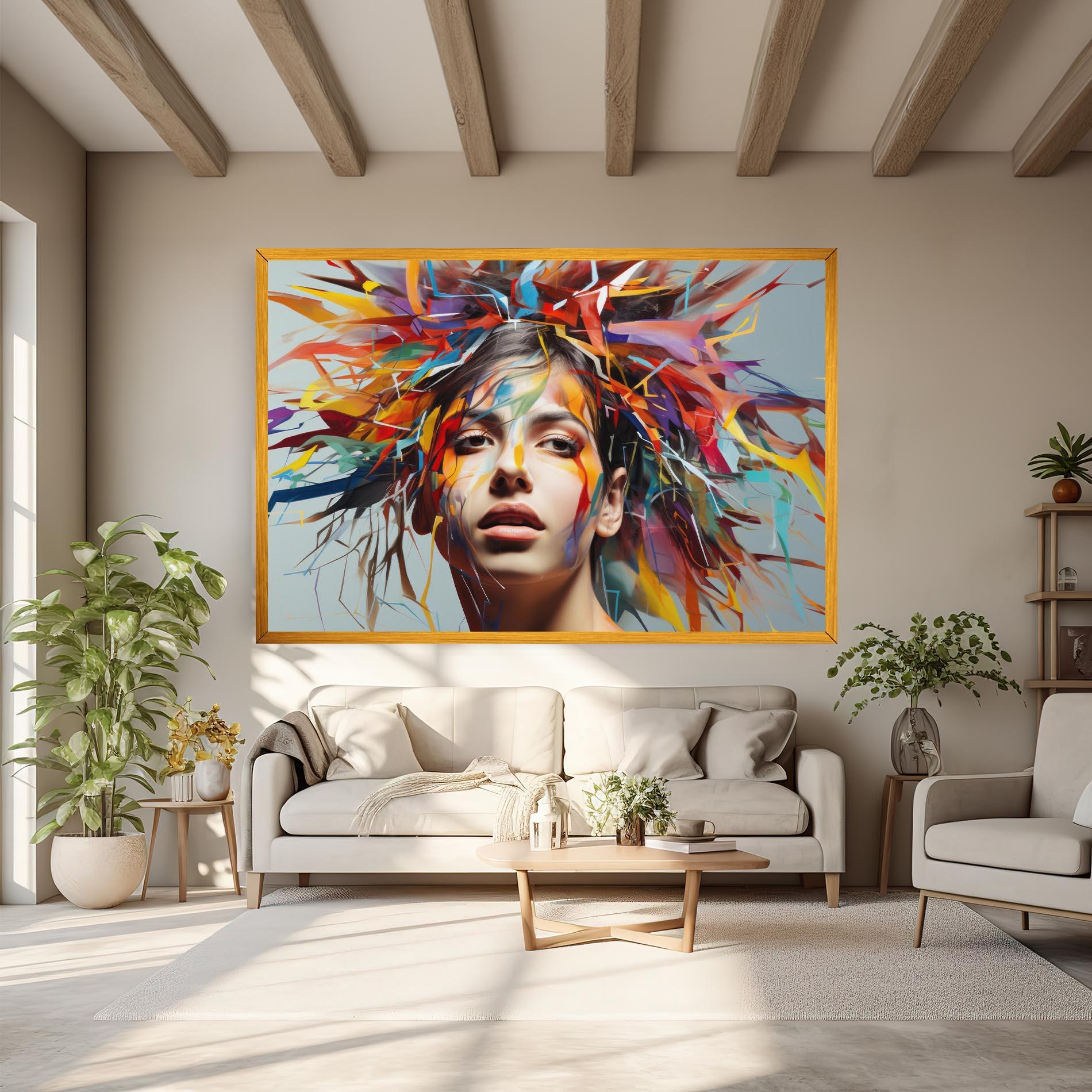 Картина на платно Colorful Paint Hair mockup 6