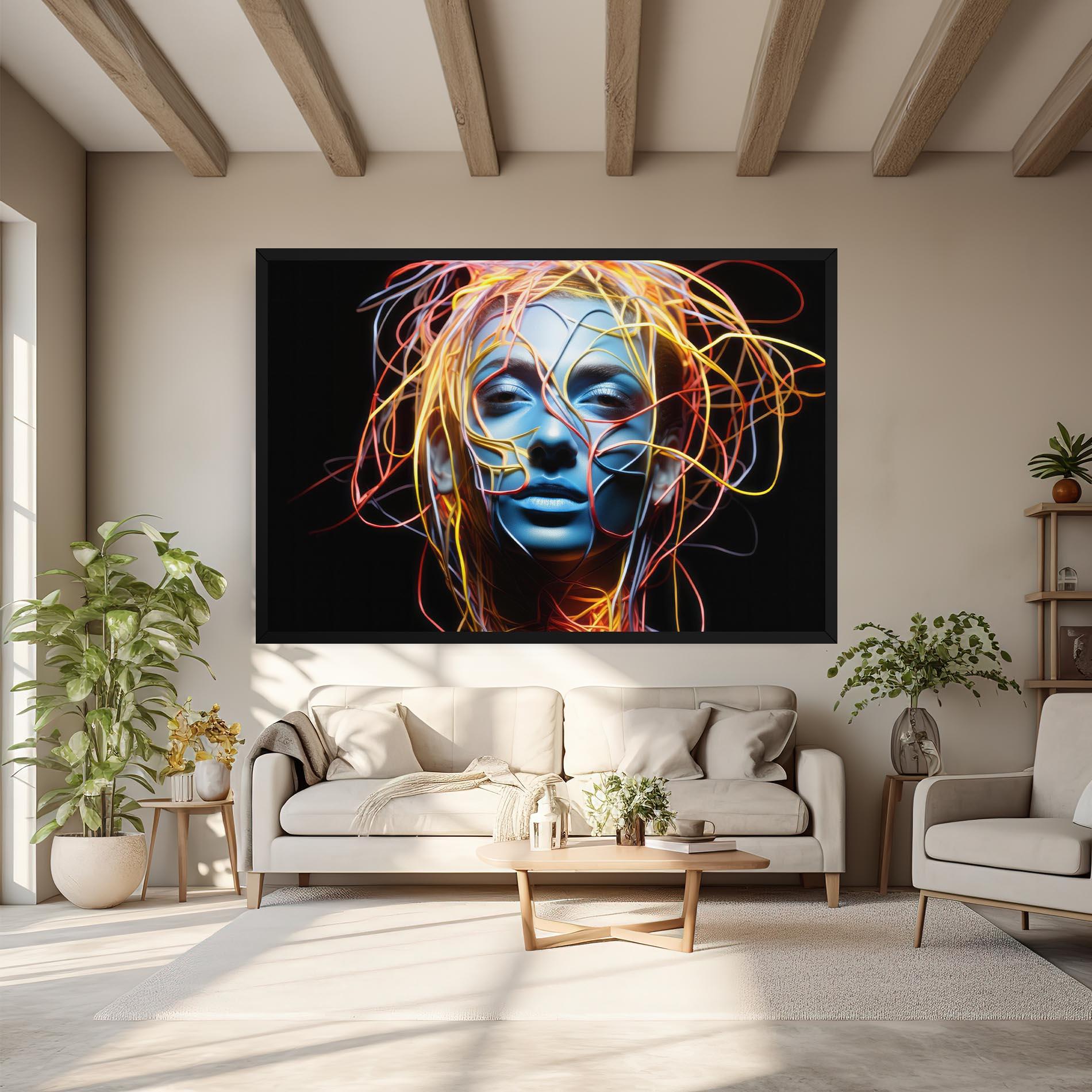 Картина на платно Neon Lights Hair mockup 6