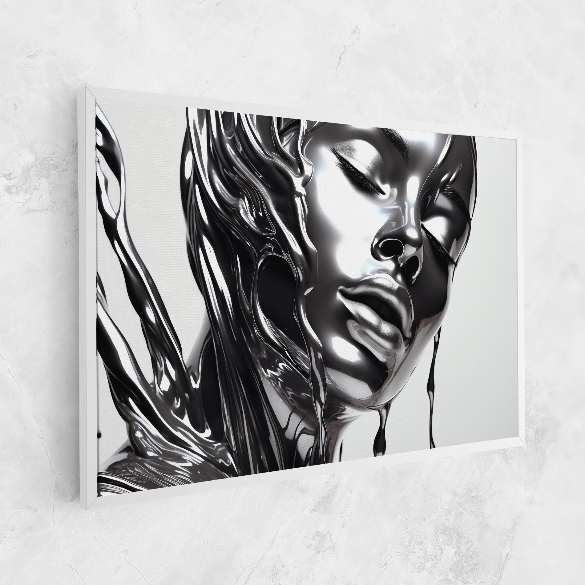 Картина на платно Silver Liquid Woman mockup 1