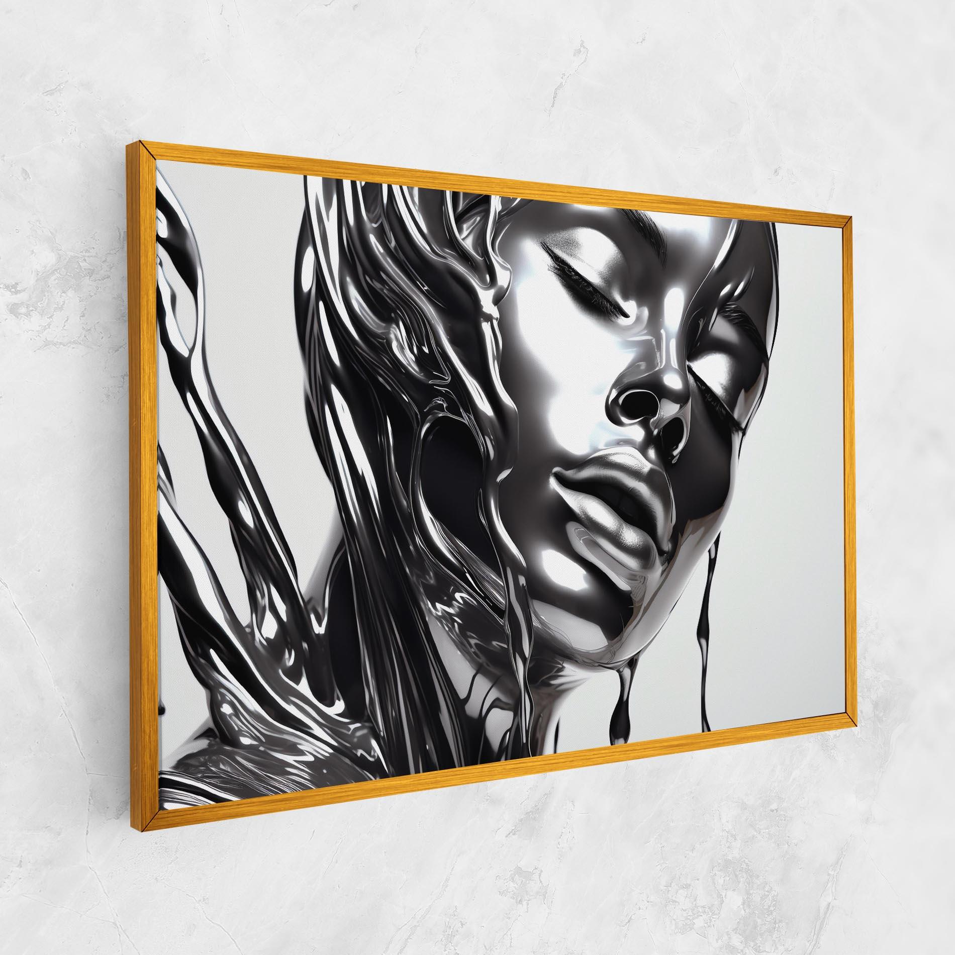 Картина на платно Silver Liquid Woman mockup 1