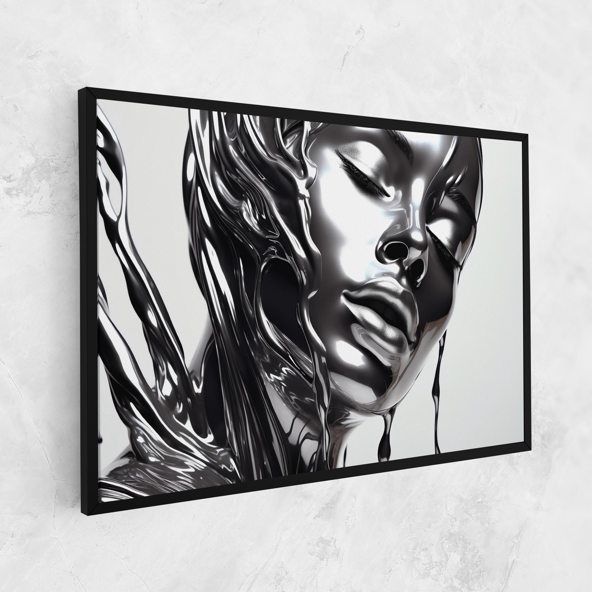 Картина на платно Silver Liquid Woman mockup 1