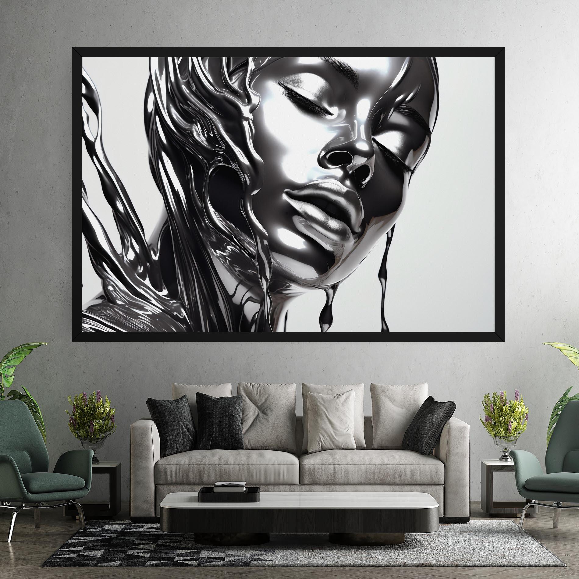 Картина на платно Silver Liquid Woman mockup 7