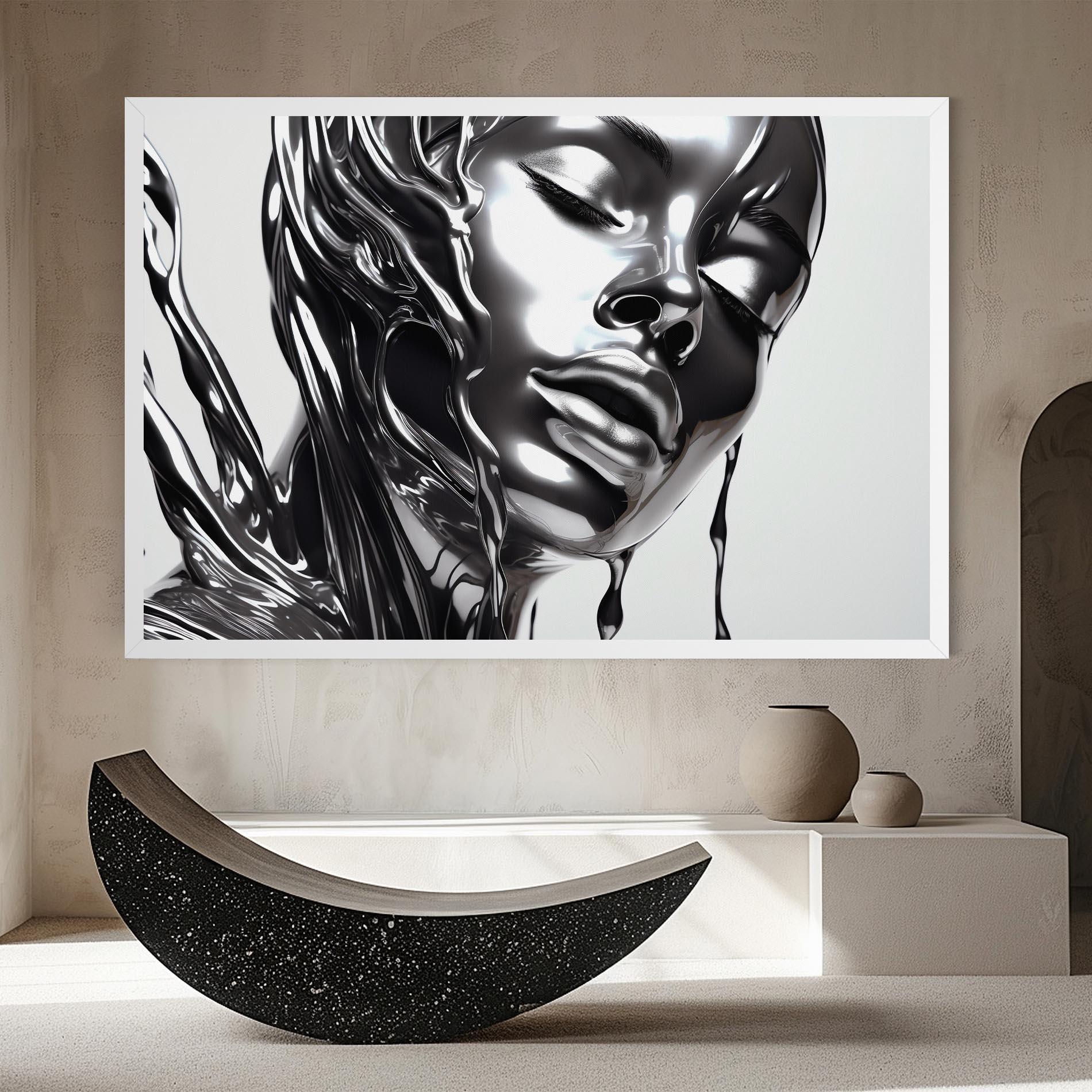 Картина на платно Silver Liquid Woman mockup 8