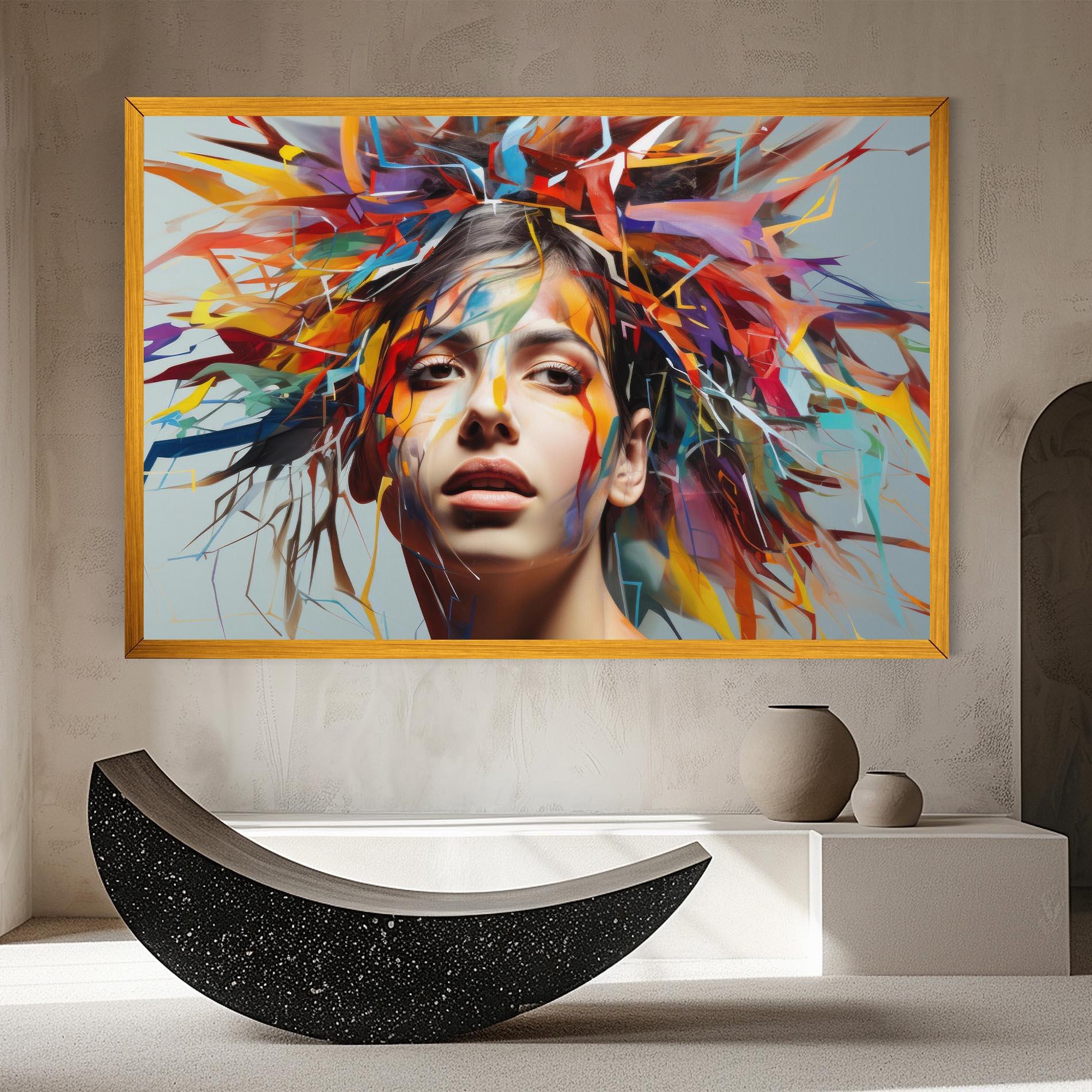 Картина на платно Colorful Paint Hair mockup 8