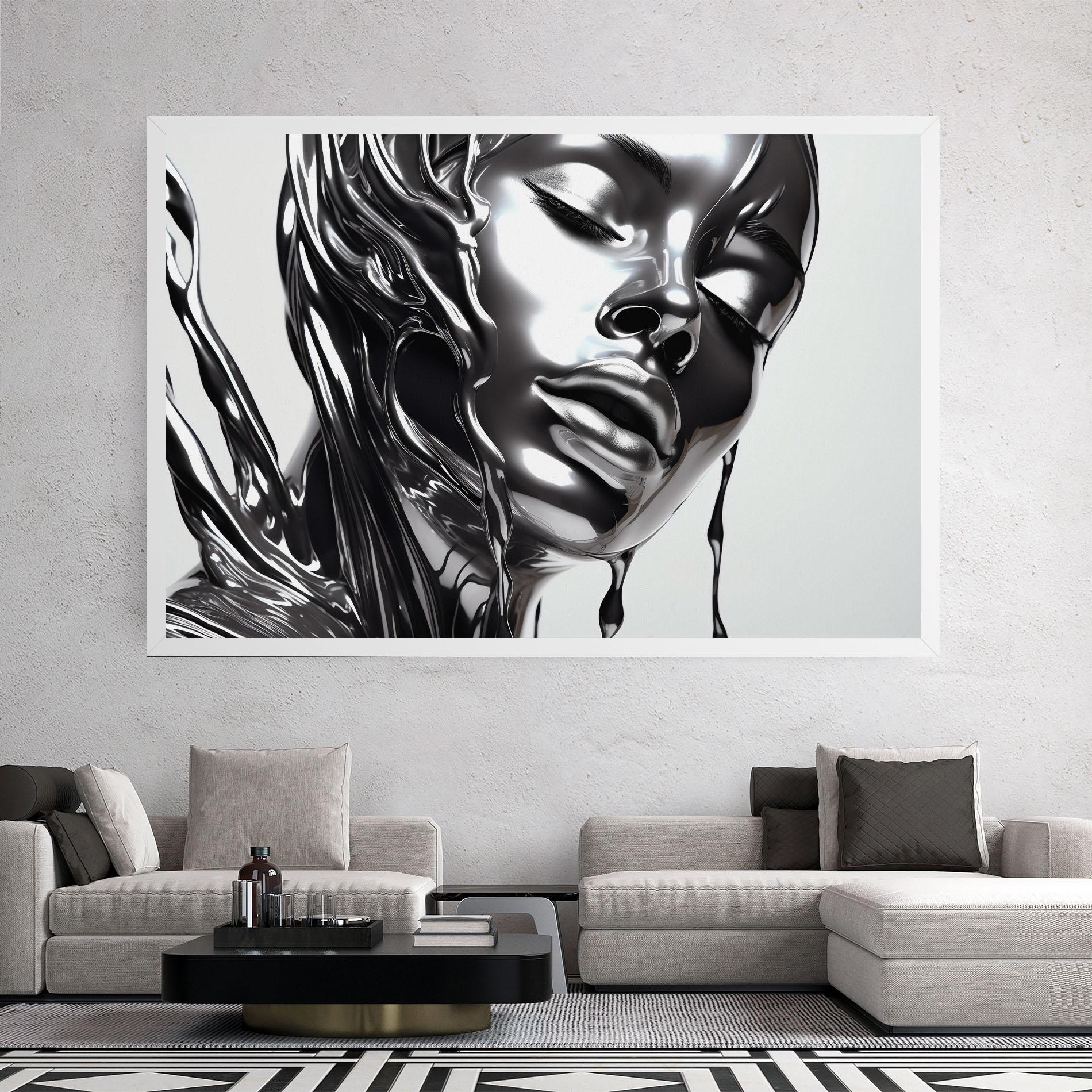 Картина на платно Silver Liquid Woman mockup 2