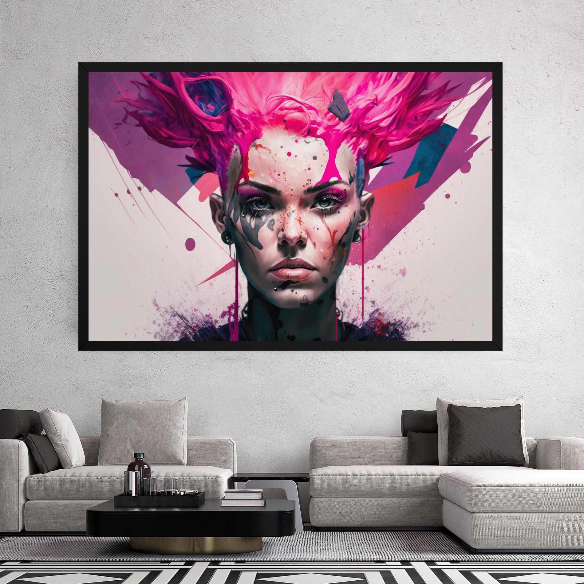 Картина на платно Abstract Pink Hair mockup 2