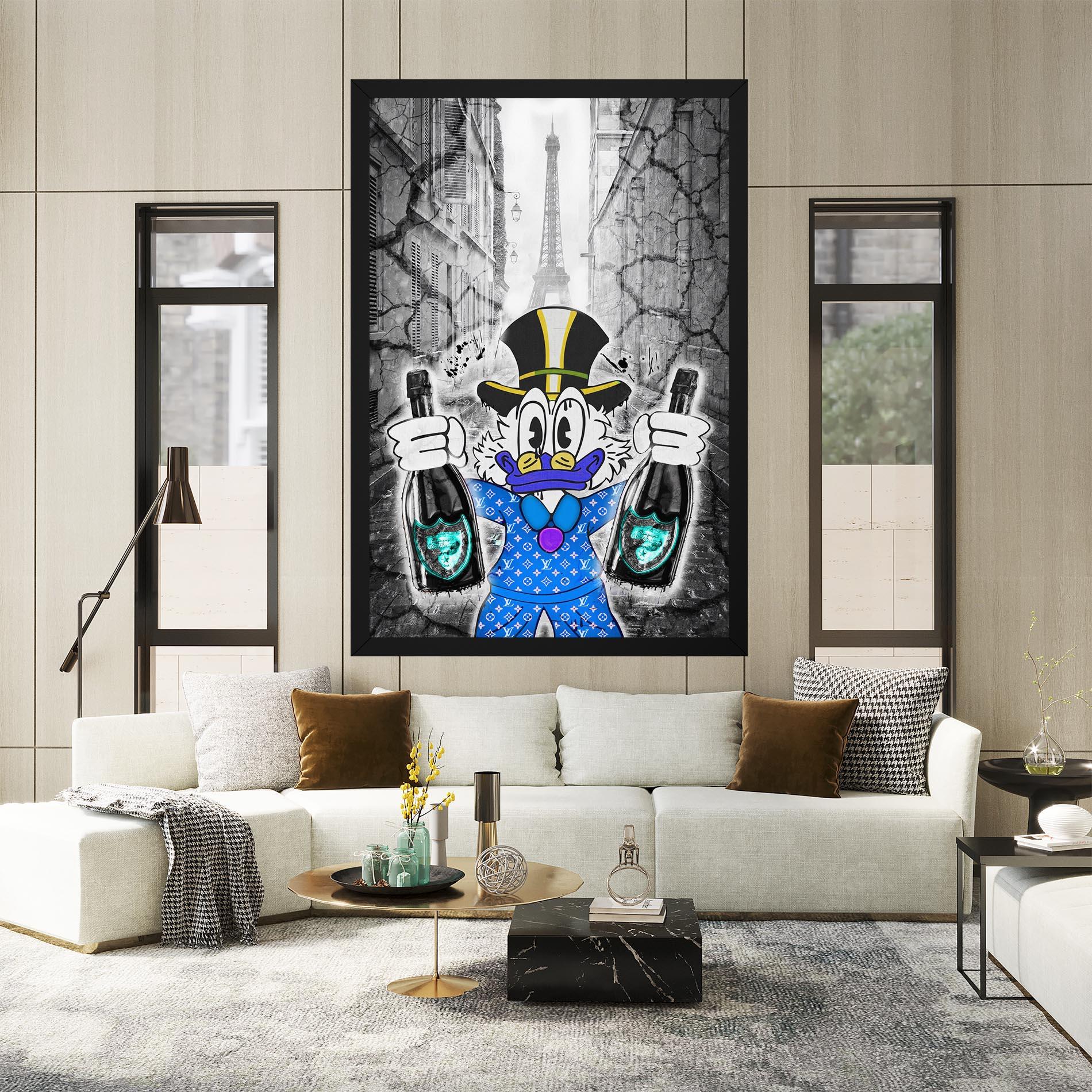 Картина на платно Wheres My Champagne Blue mockup 2