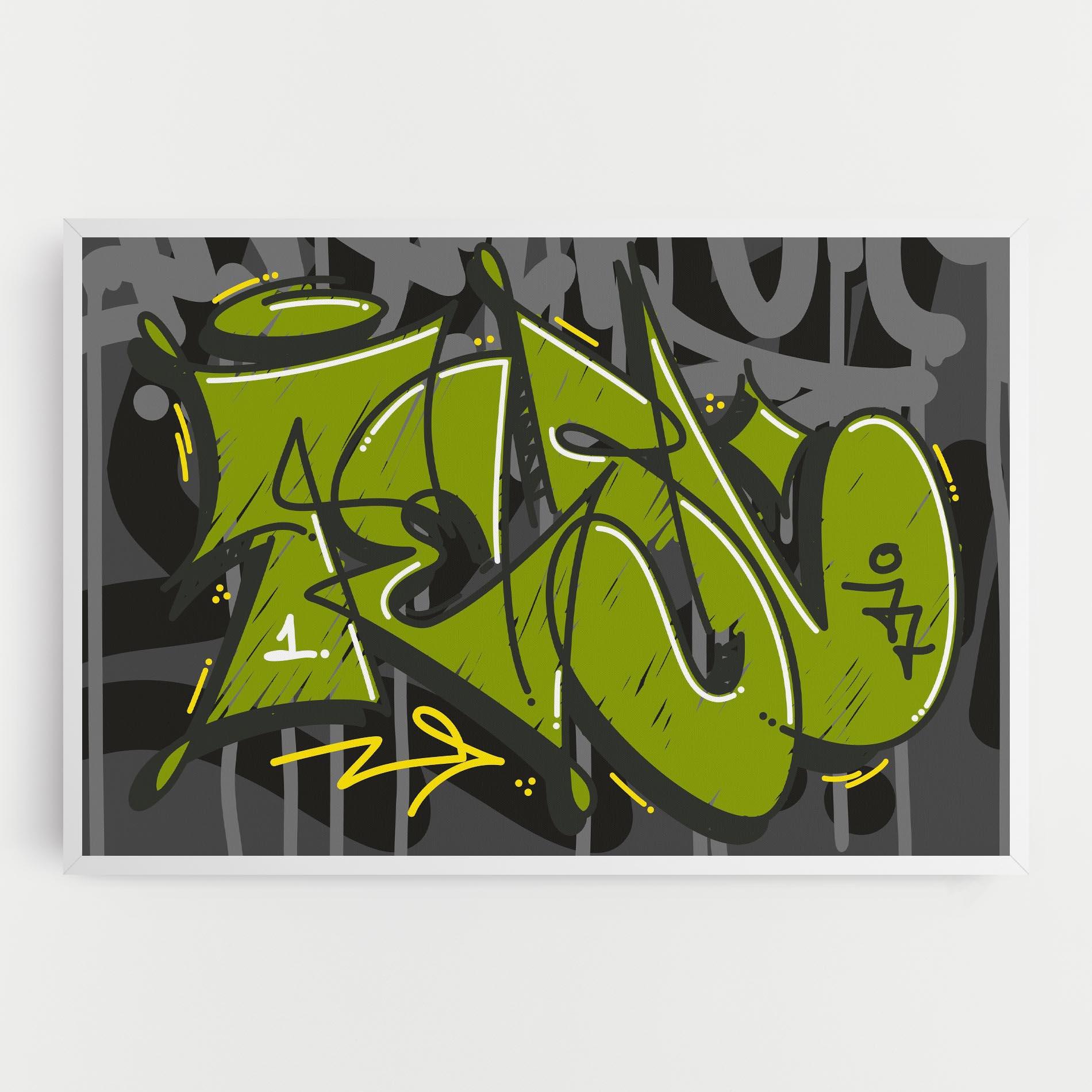 Картина на платно Green Grey Graffti mockup 0