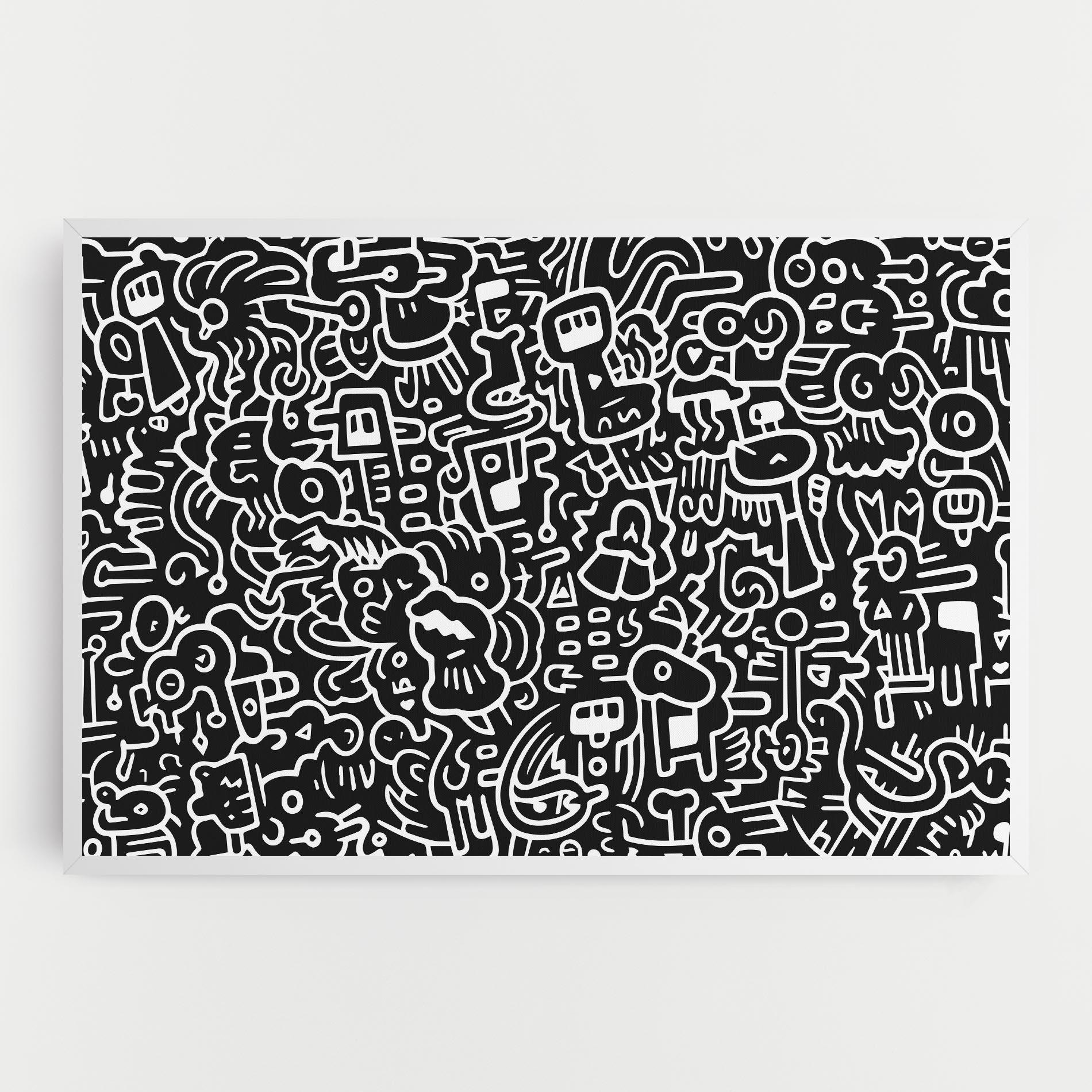 Картина на платно White Line Doodle mockup 0