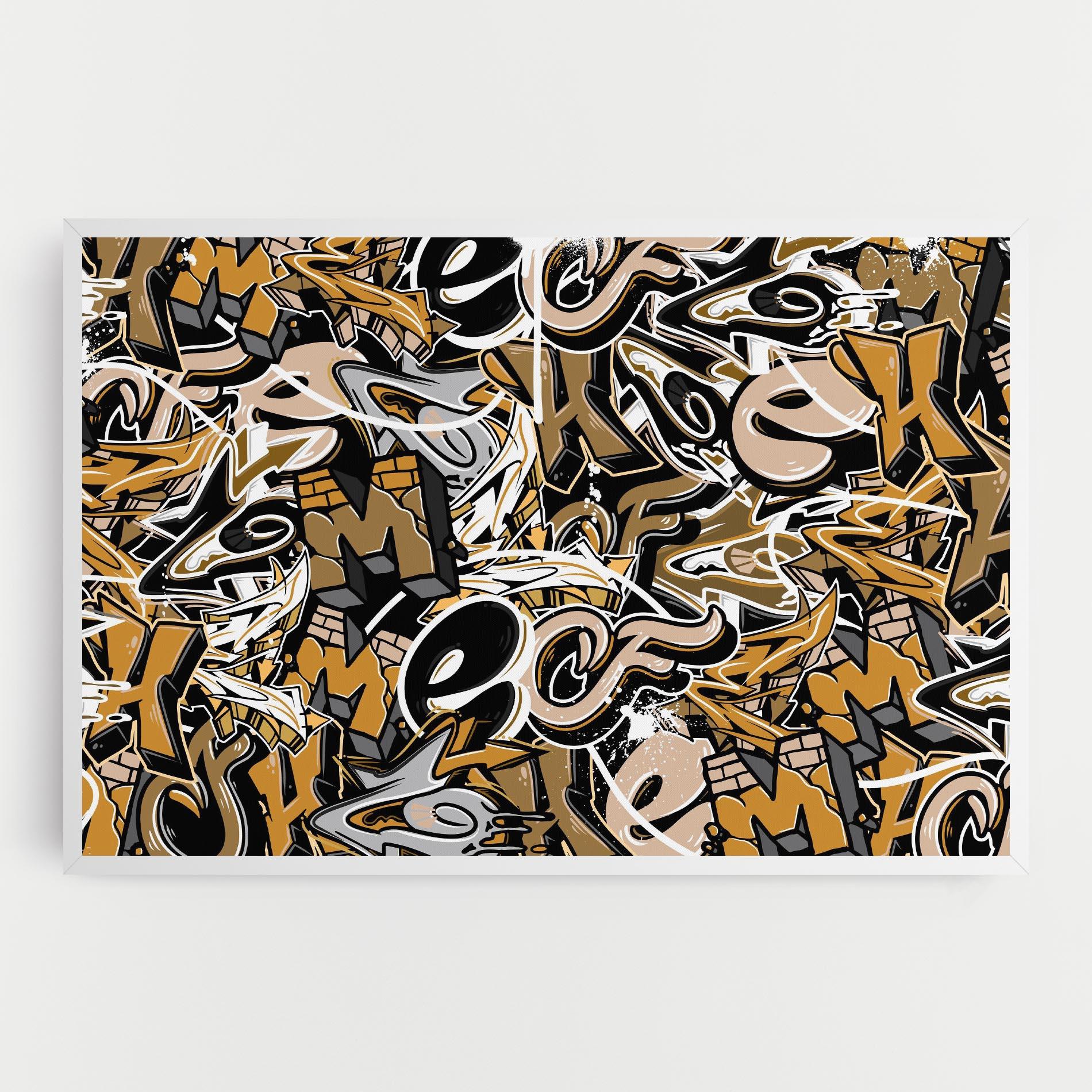 Картина на платно Yellow White Graffiti mockup 0