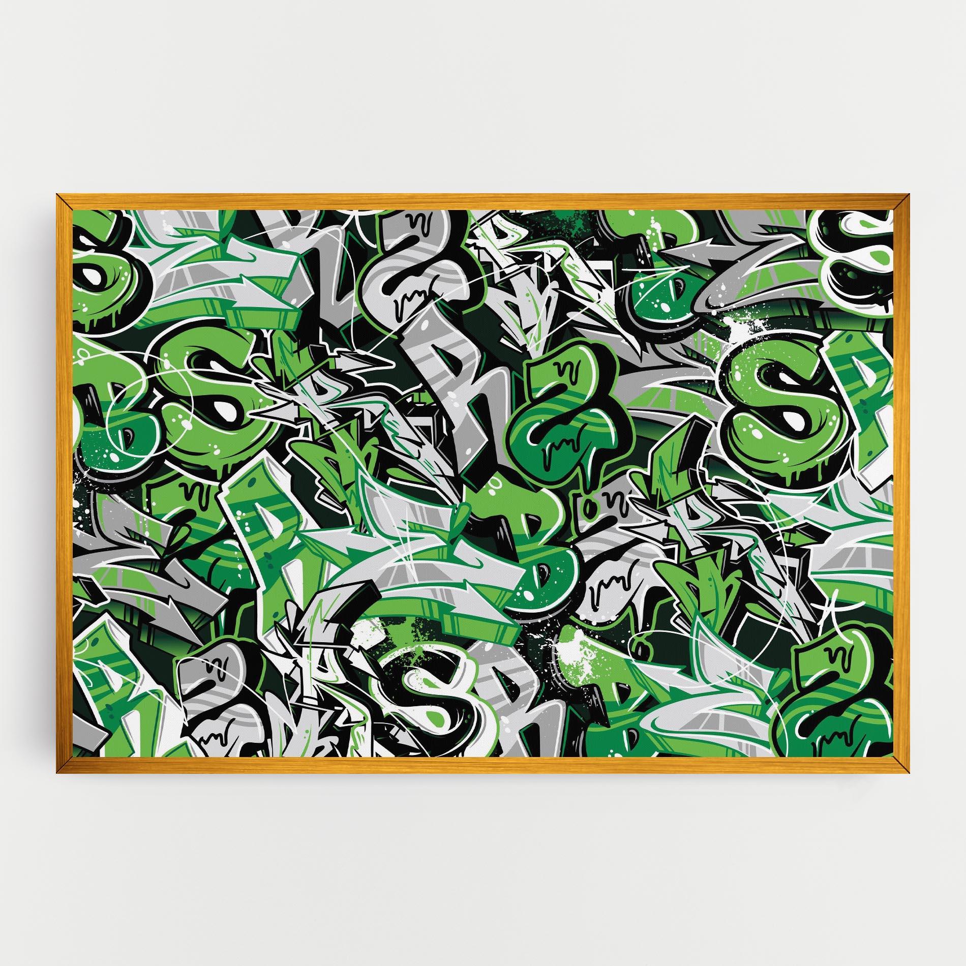 Картина на платно Green Graffiti Letters mockup 0