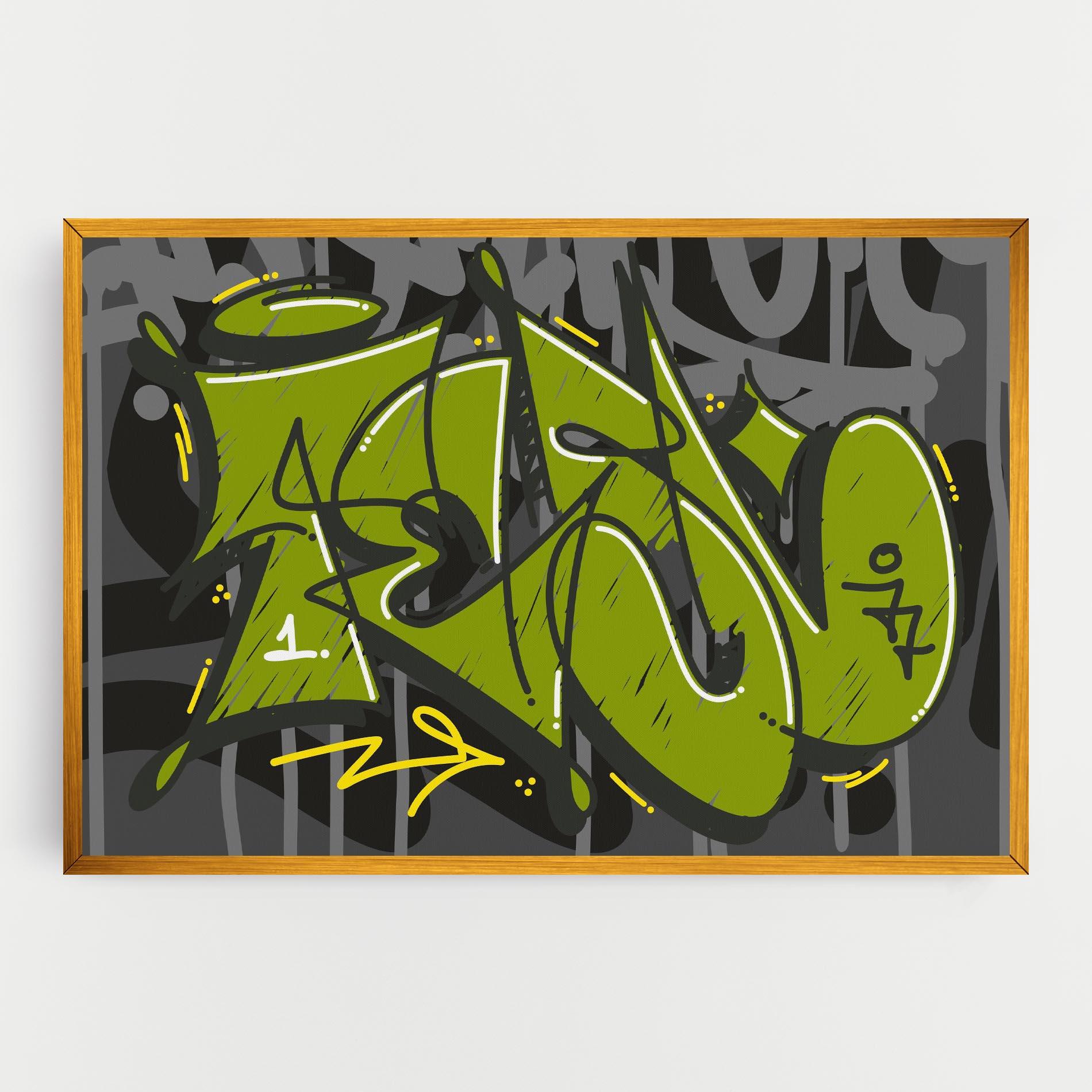 Картина на платно Green Grey Graffti mockup 0