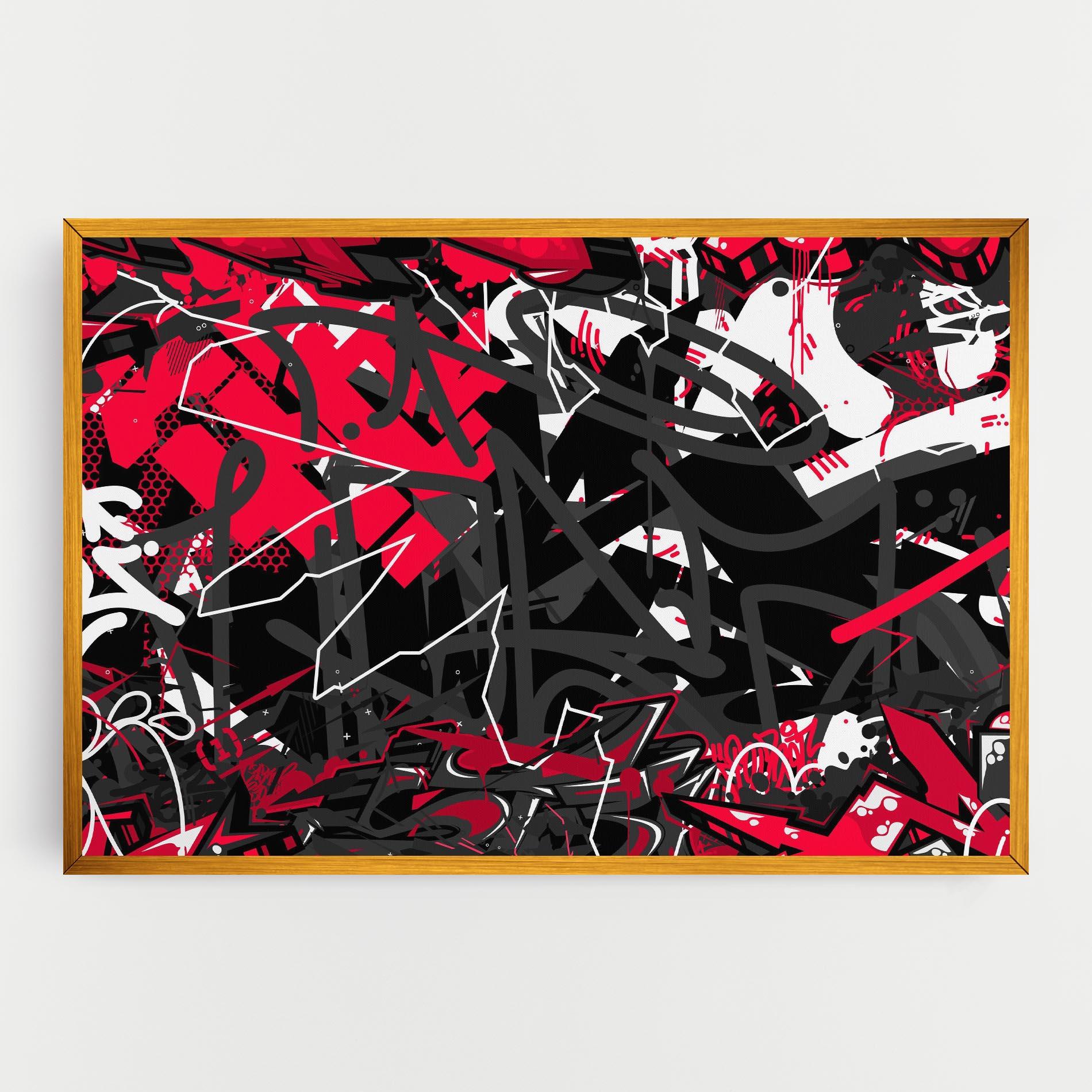 Картина на платно Grey Red Graffiti mockup 0