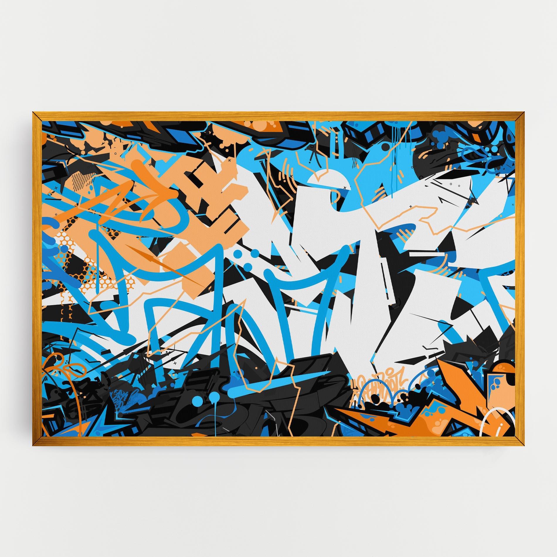 Картина на платно White Orange Graffiti mockup 0