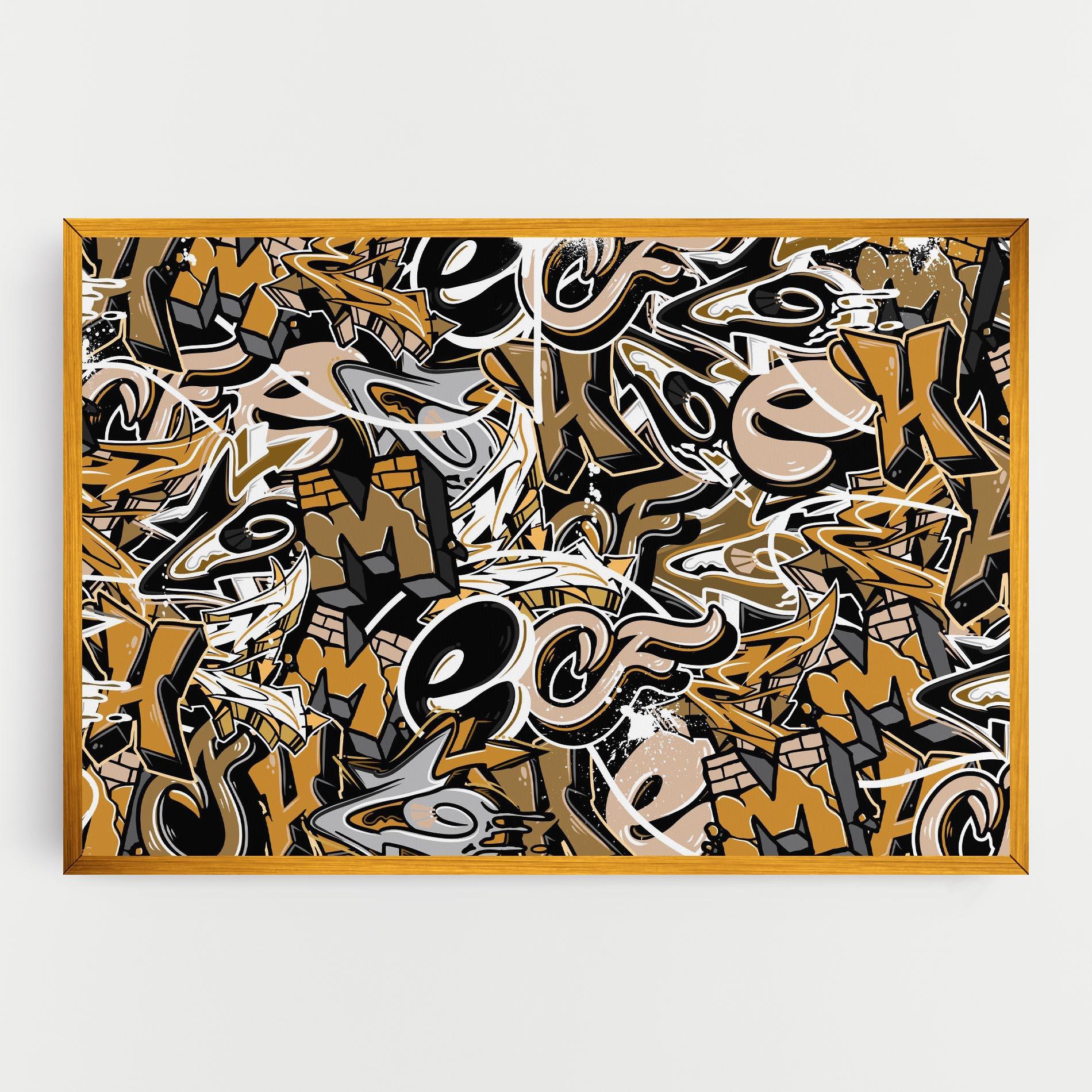 Картина на платно Yellow White Graffiti mockup 0