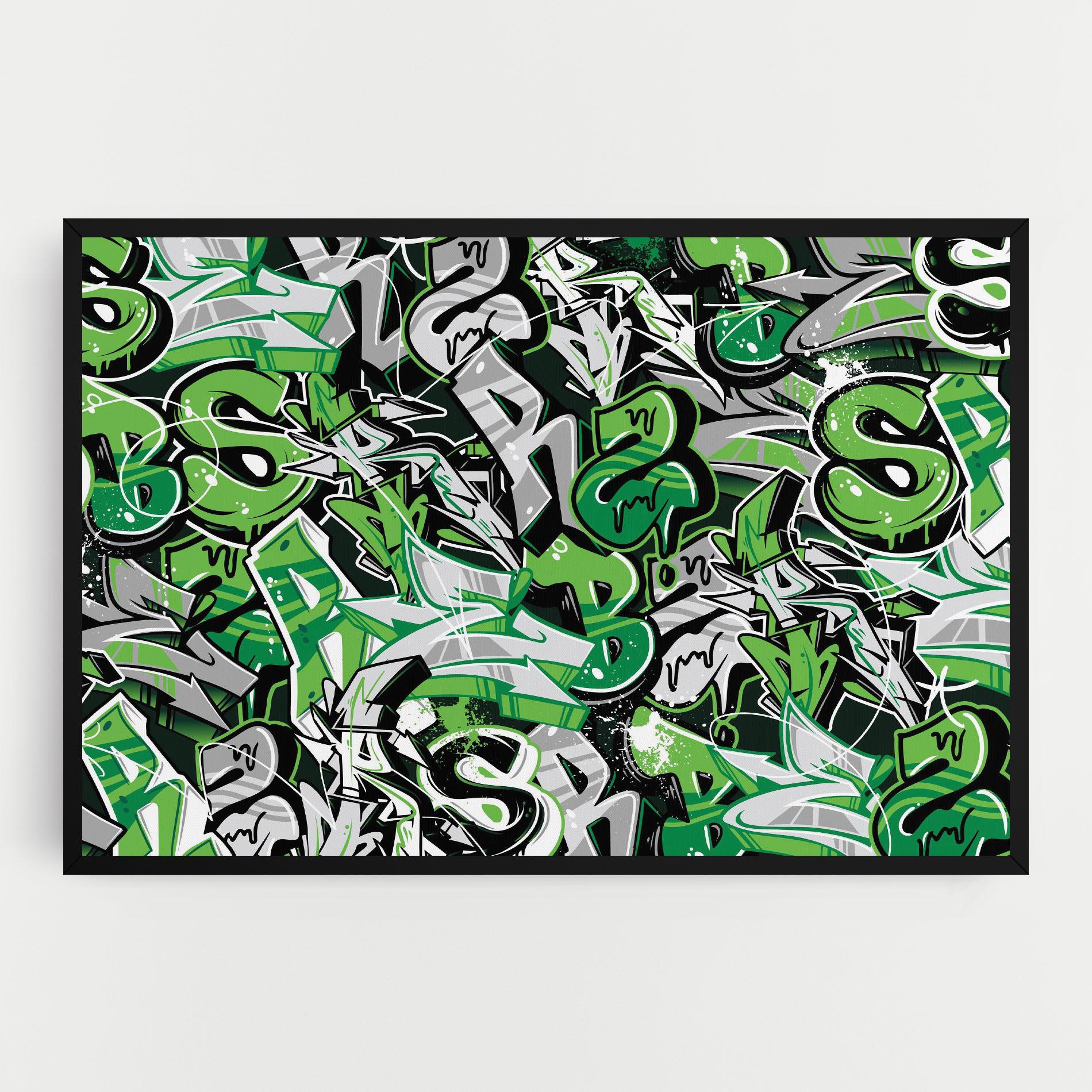 Картина на платно Green Graffiti Letters mockup 0