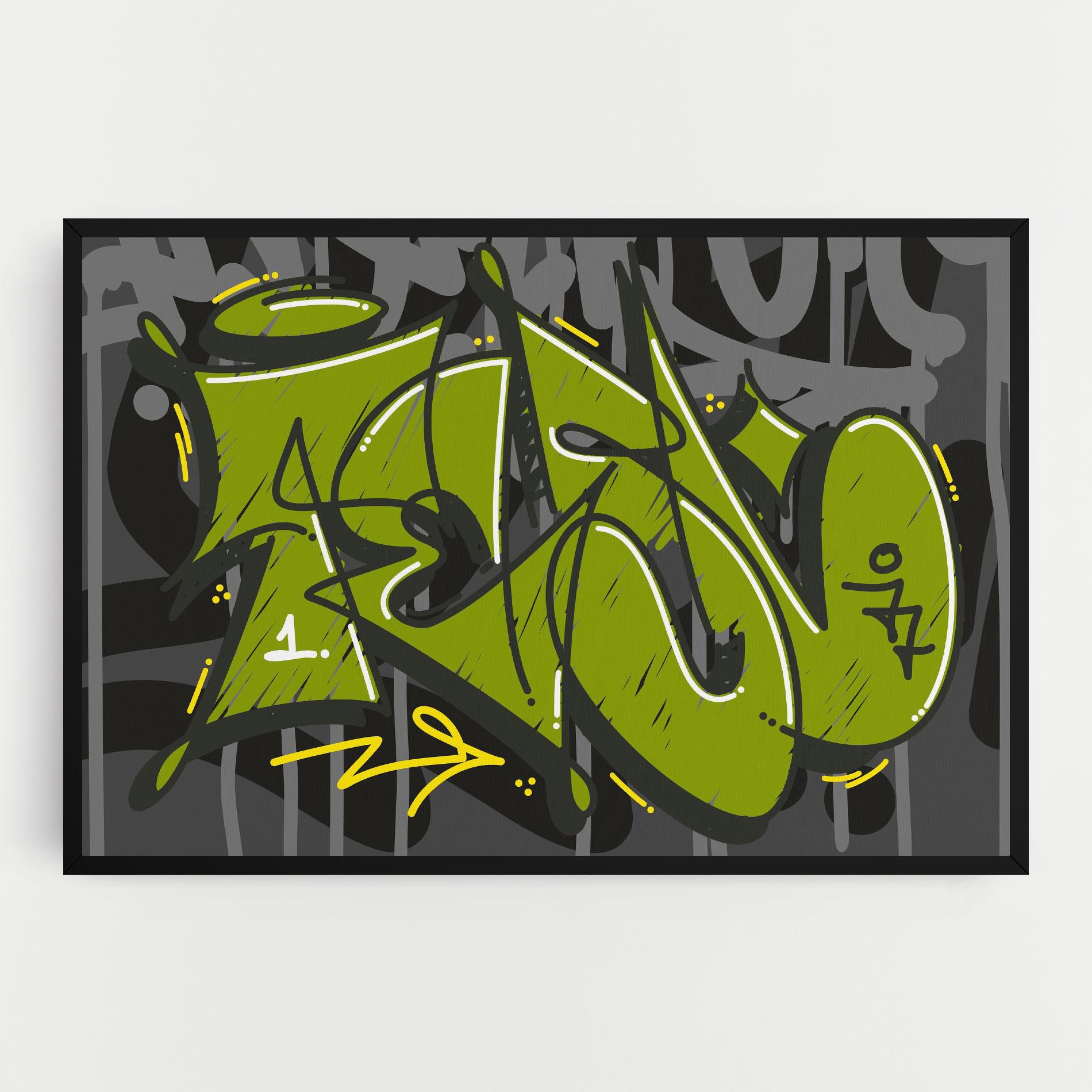 Картина на платно Green Grey Graffti mockup 0